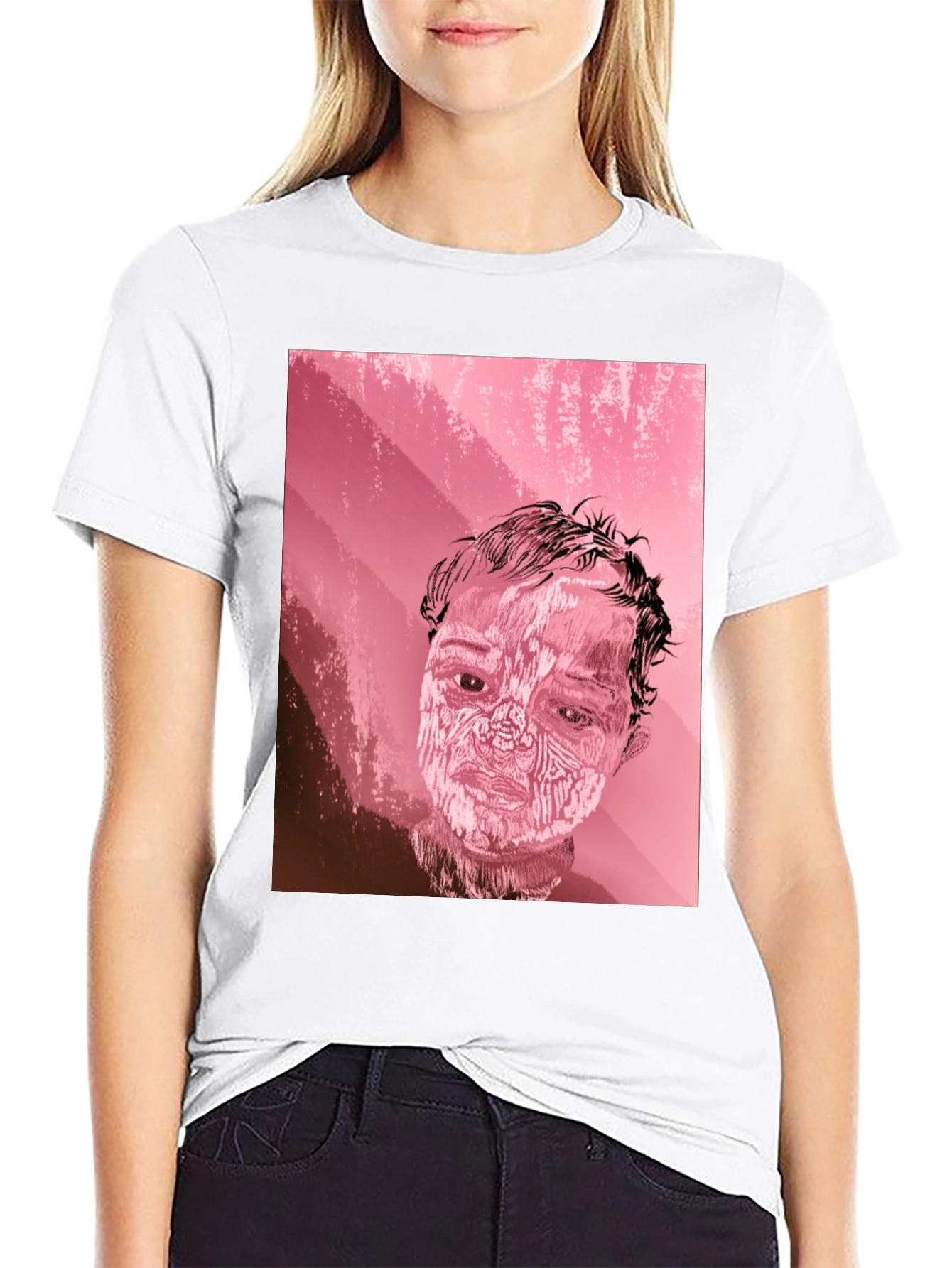 Abstract Portrait Graphic Tee - Black