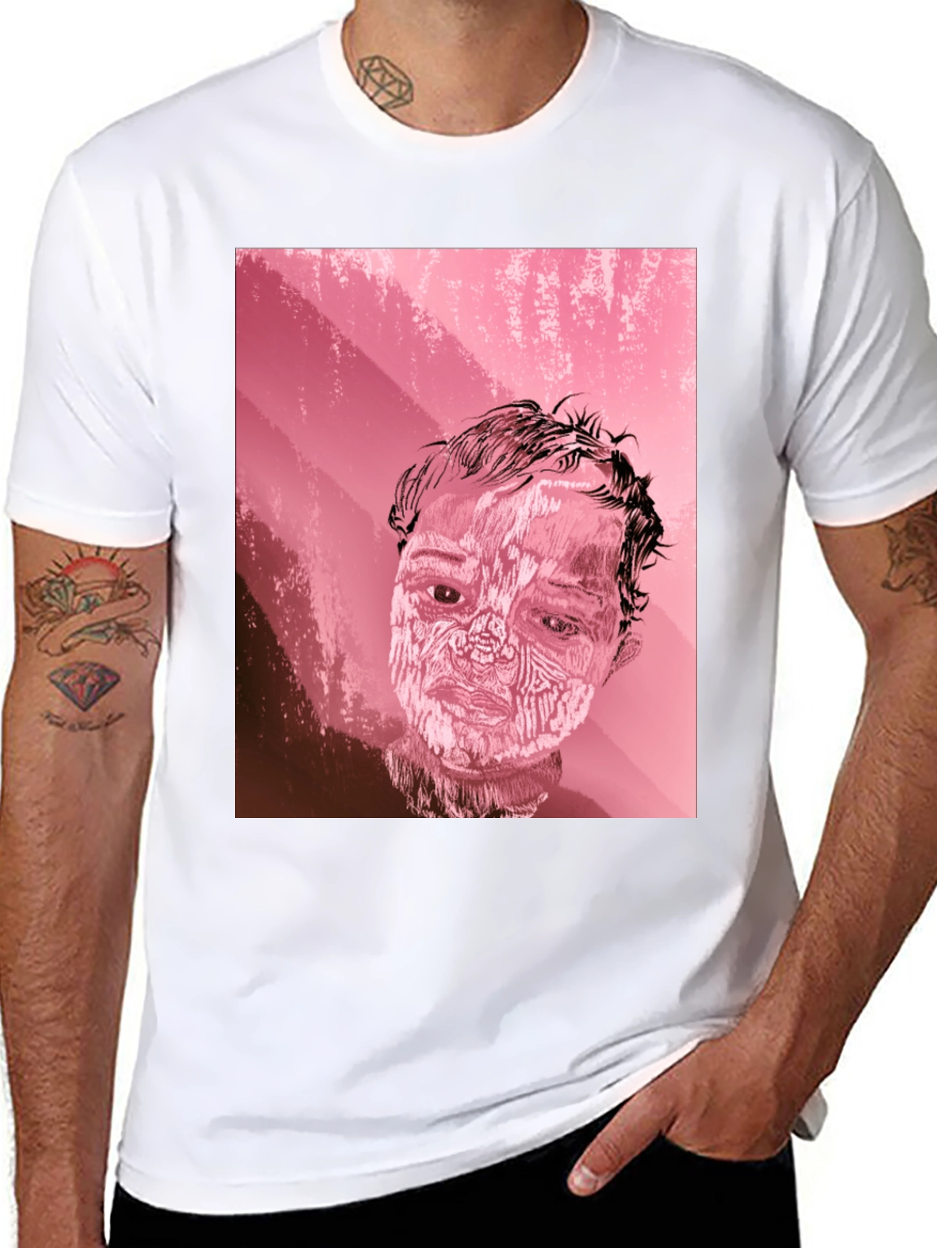 Abstract Portrait Graphic Tee - Black