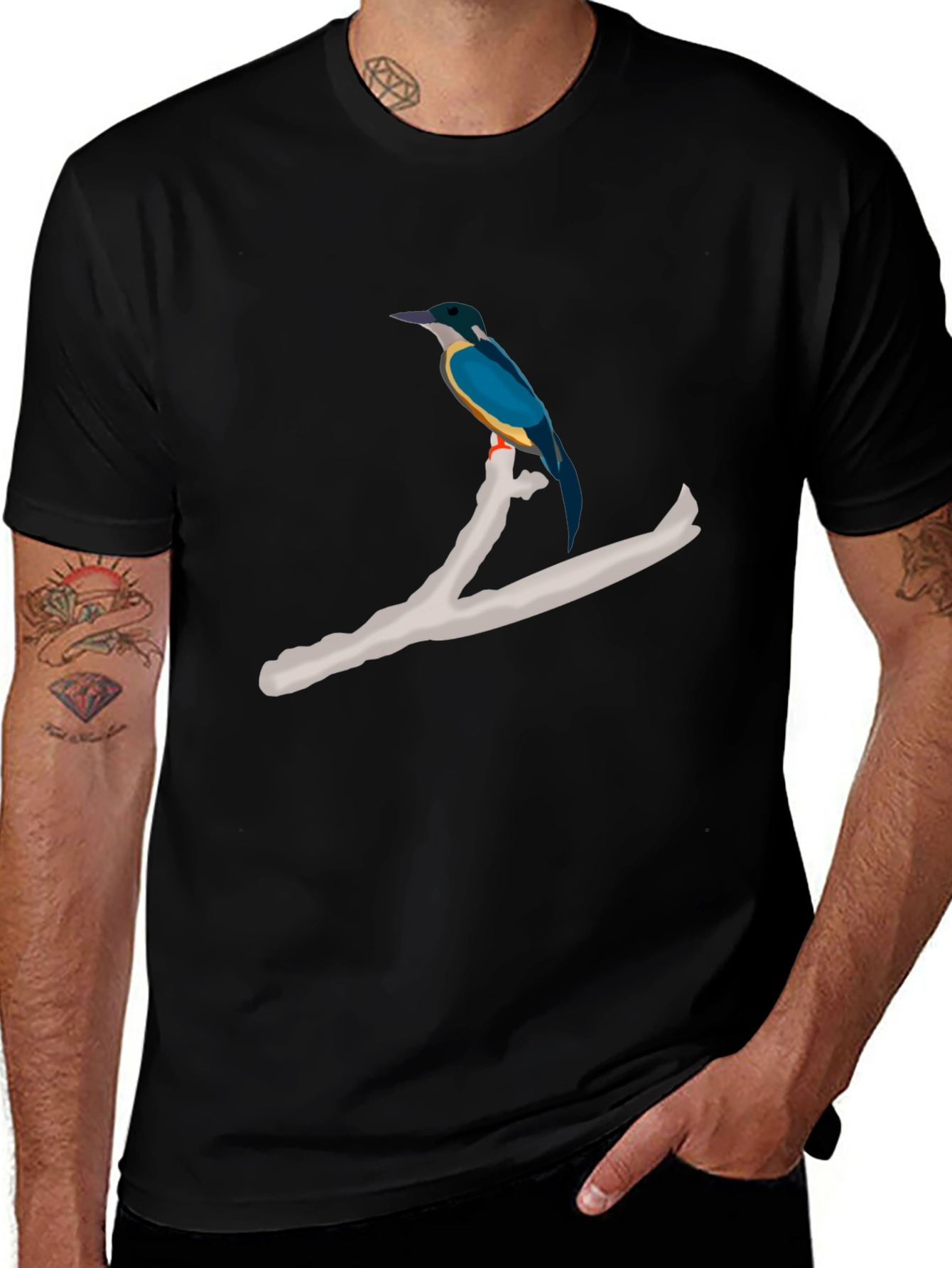 Kingfisher Bird on Branch Graphic T-Shirt