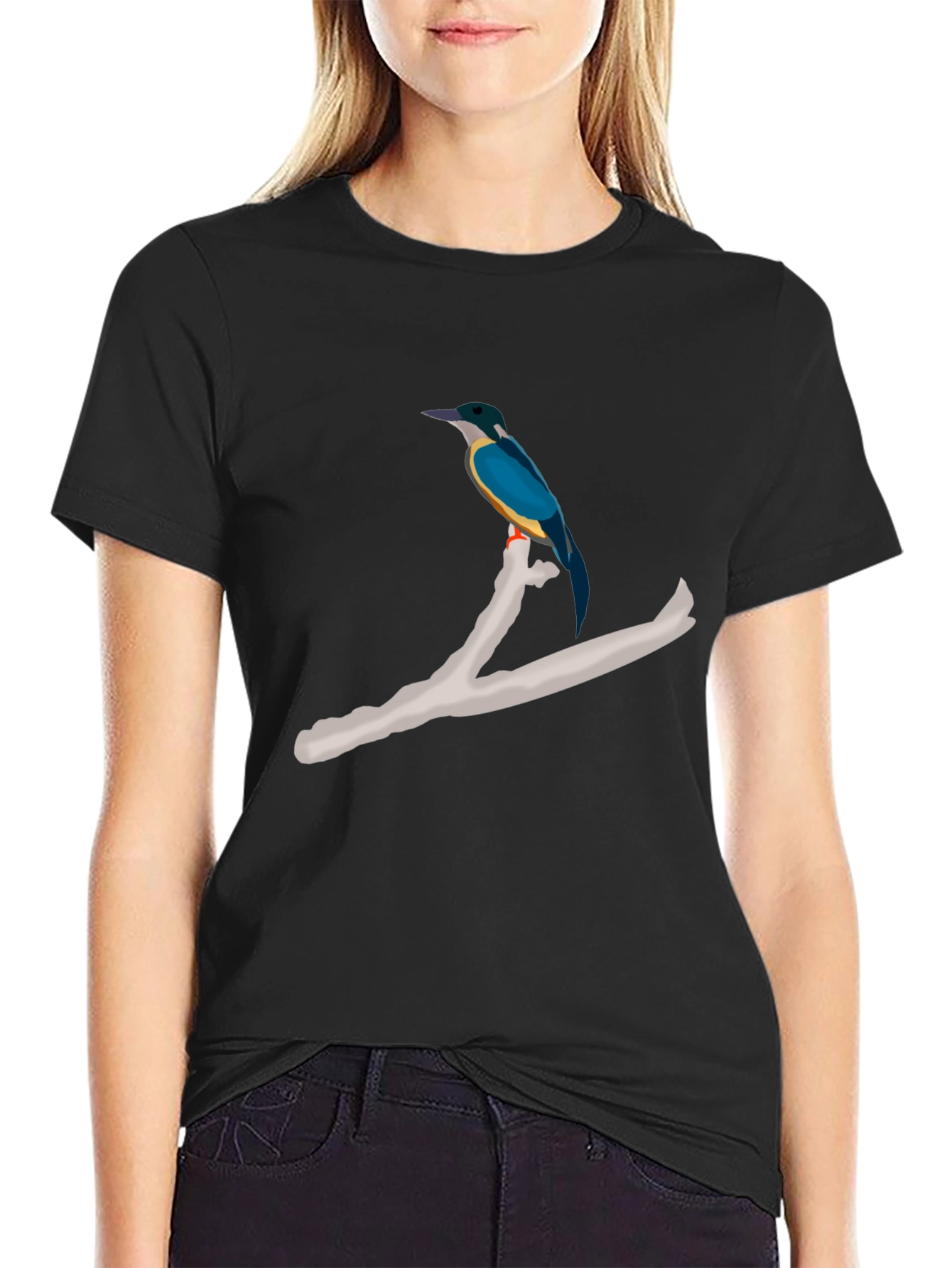 Kingfisher Bird on Branch Graphic T-Shirt