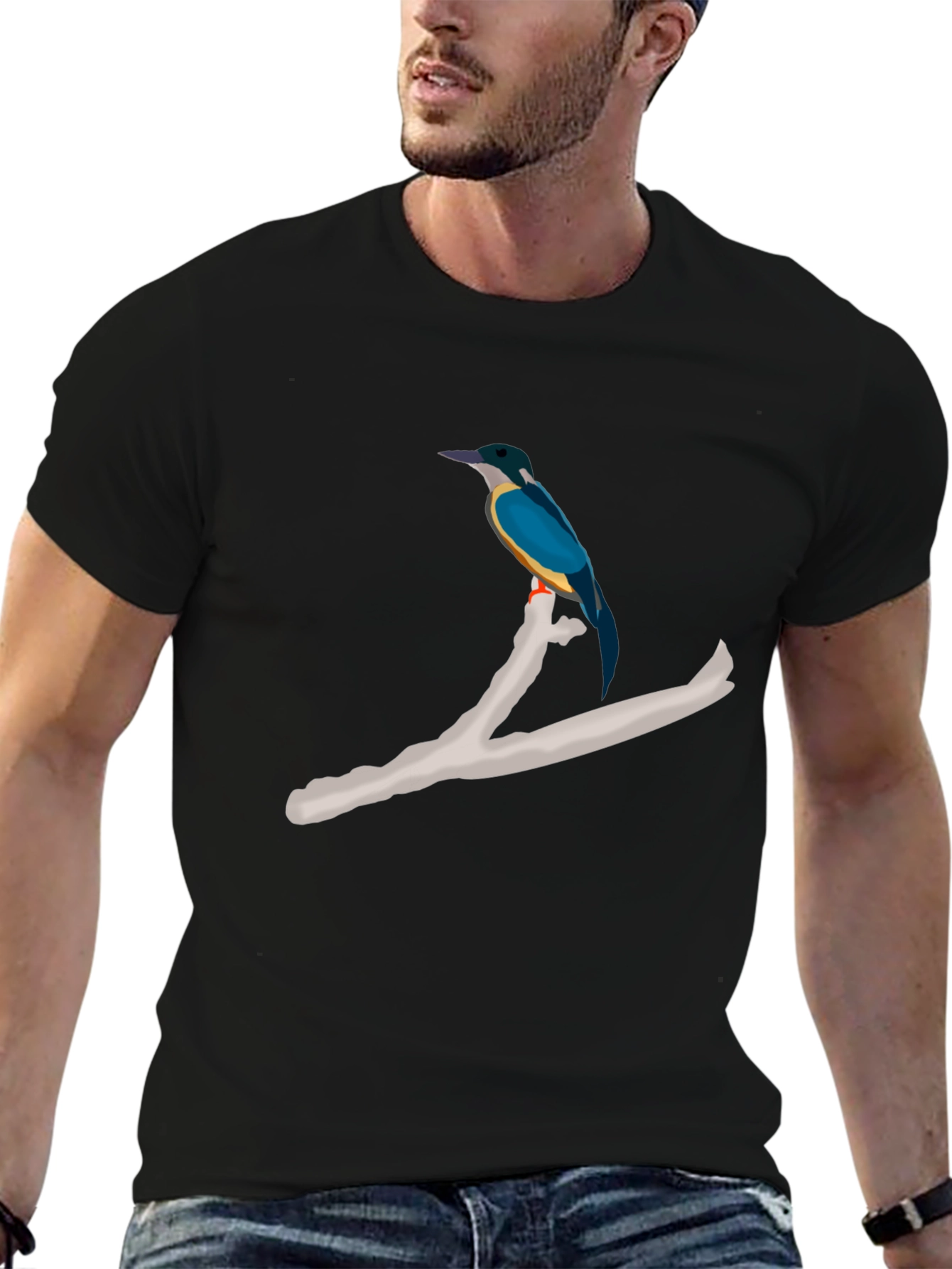 Kingfisher Bird on Branch Graphic T-Shirt
