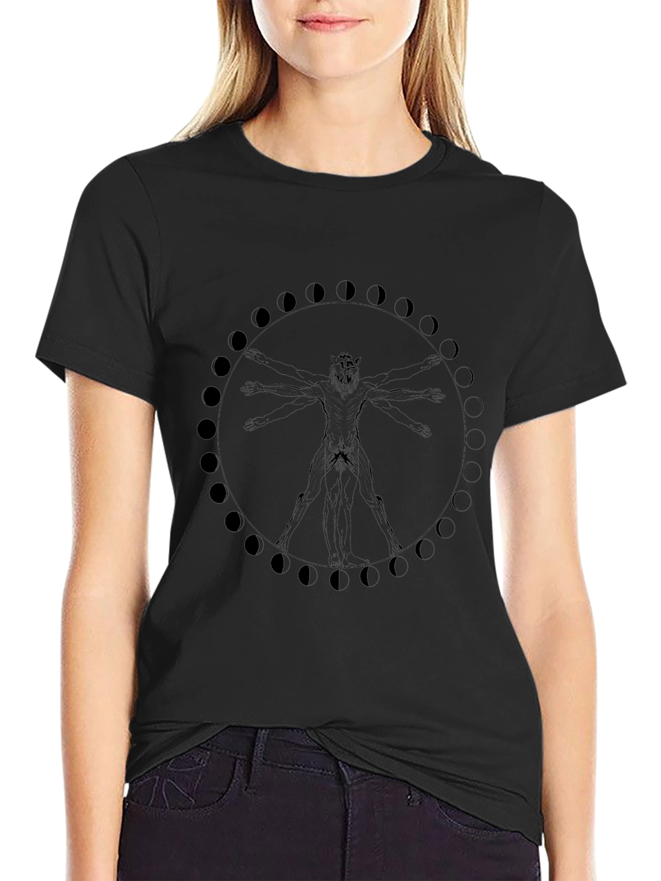 Lunar Werewolf Vitruvian Man Graphic Tee