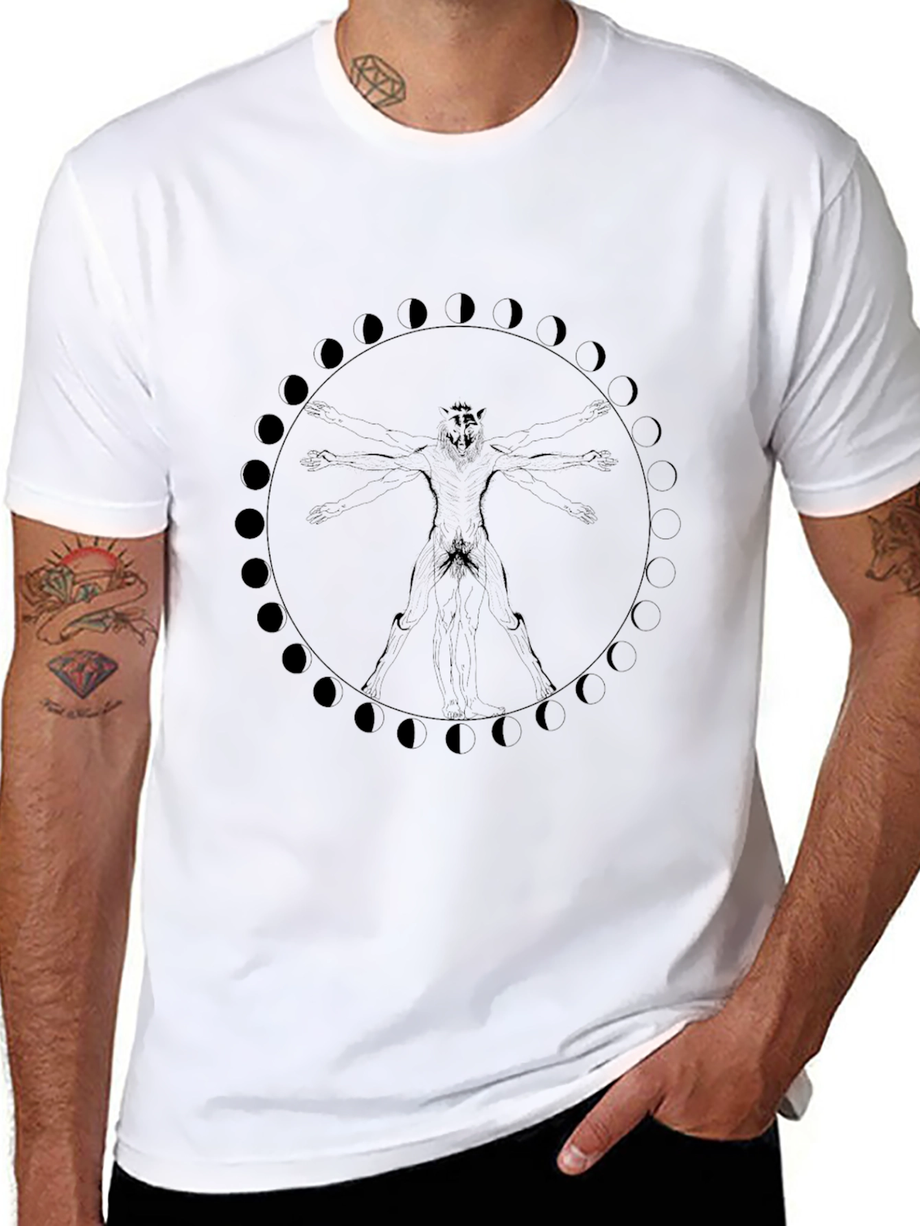 Lunar Werewolf Vitruvian Man Graphic Tee