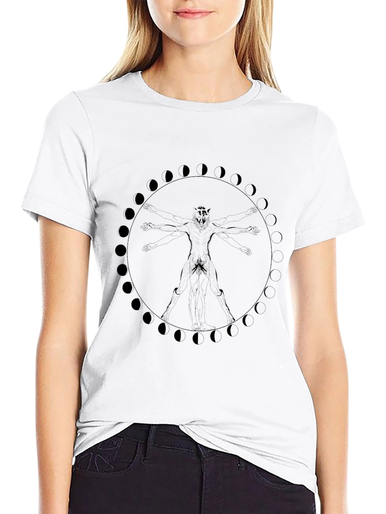 Lunar Werewolf Vitruvian Man Graphic Tee