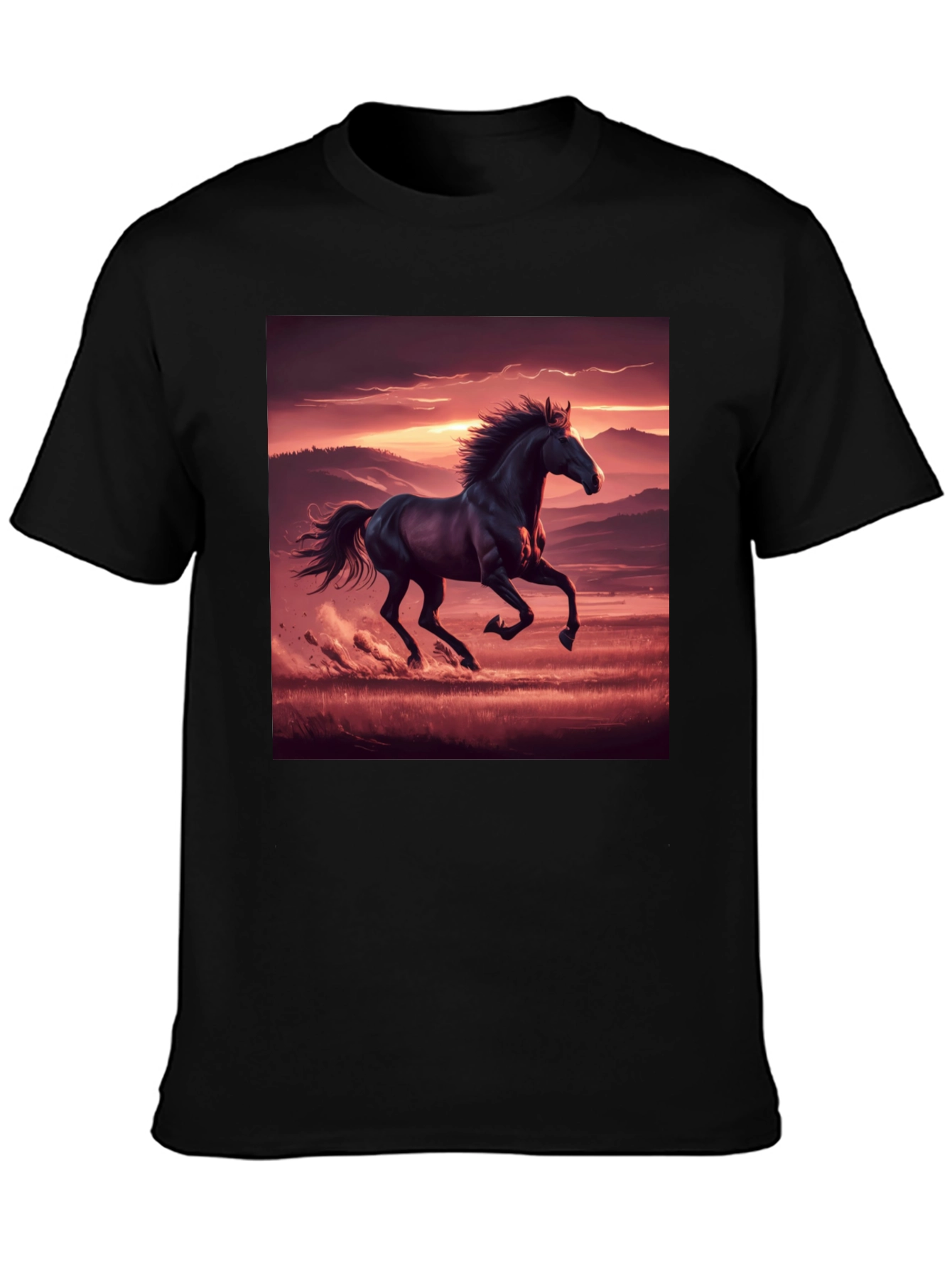Black Horse Sunset Graphic Tee
