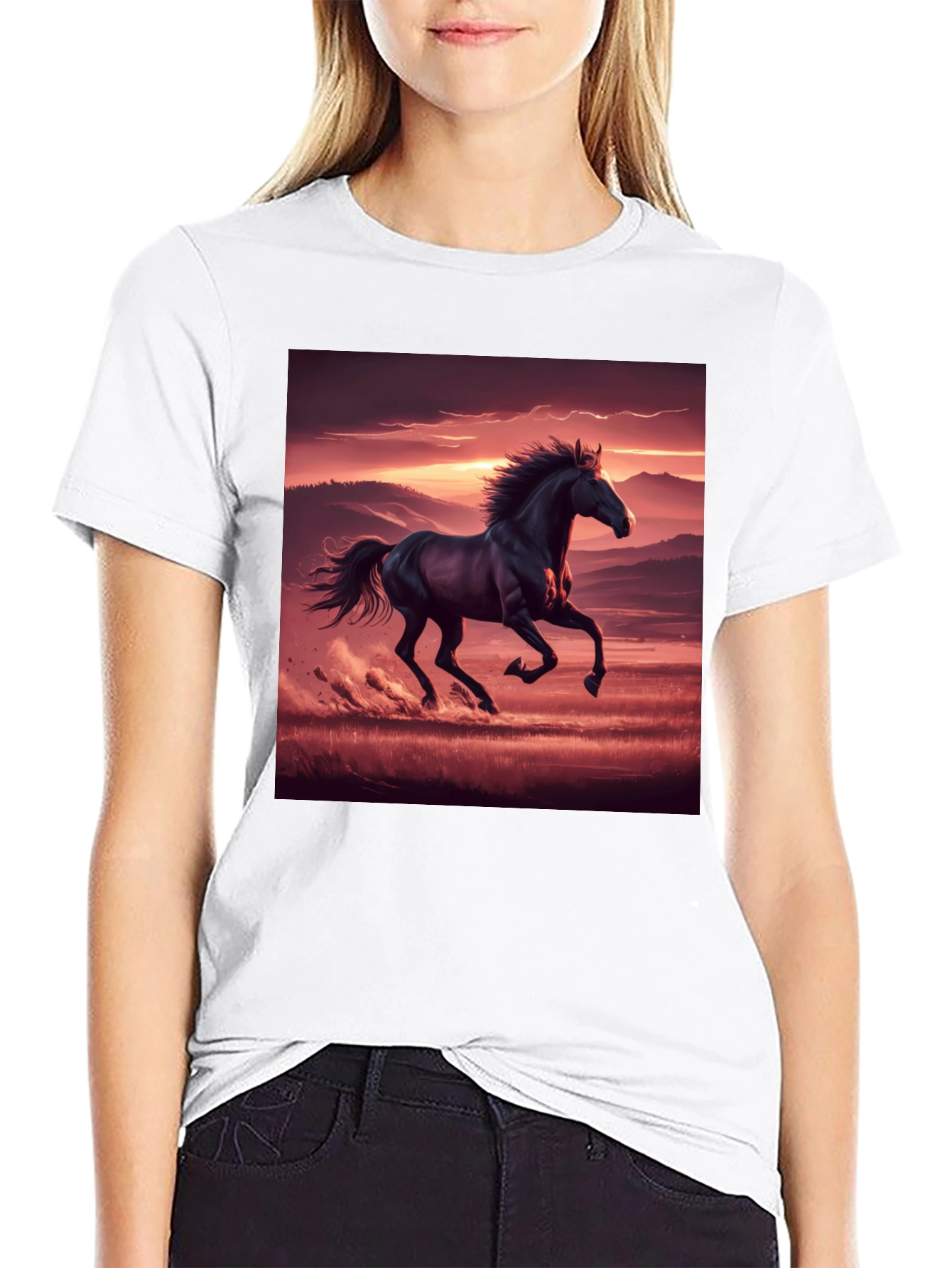 Black Horse Sunset Graphic Tee