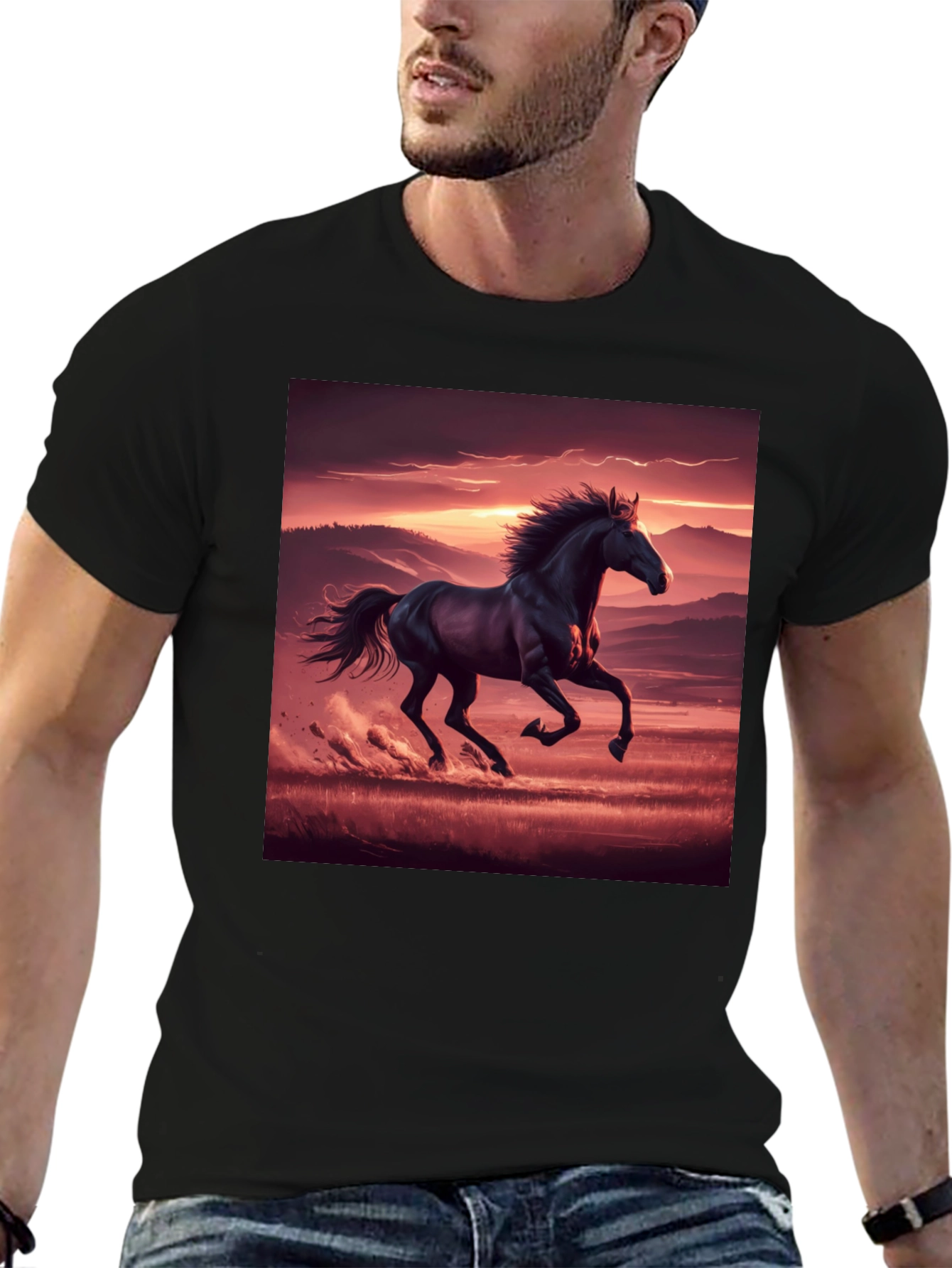 Black Horse Sunset Graphic Tee