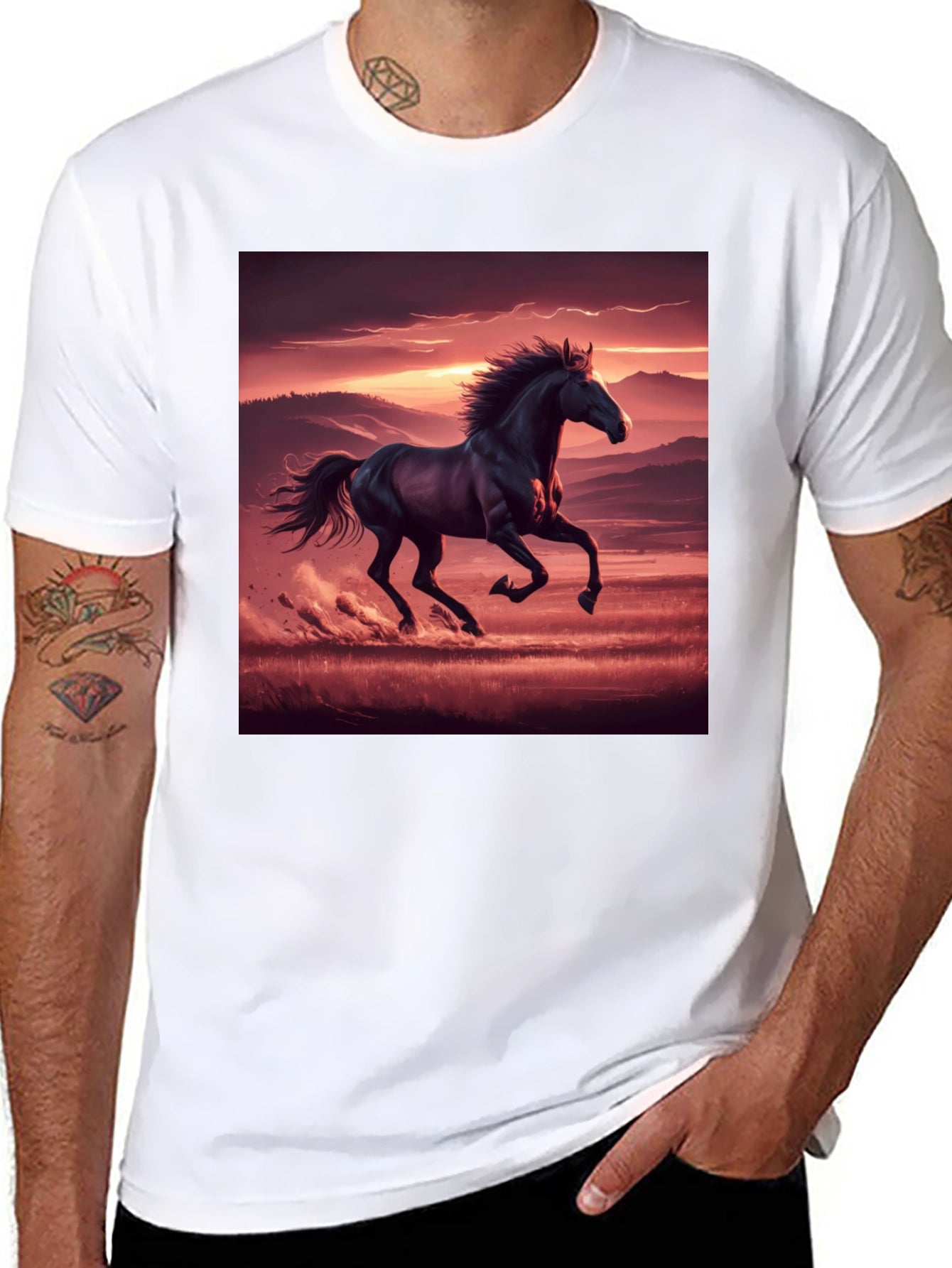 Black Horse Sunset Graphic Tee