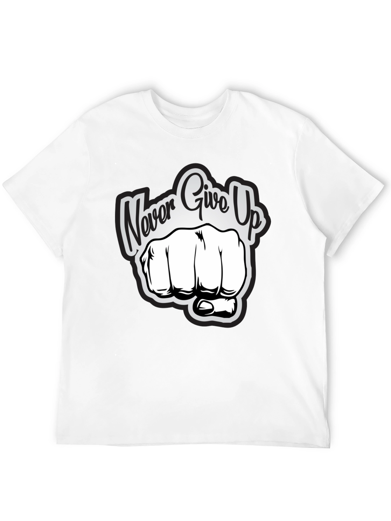 Never Give Up Graphic Print T-Shirt