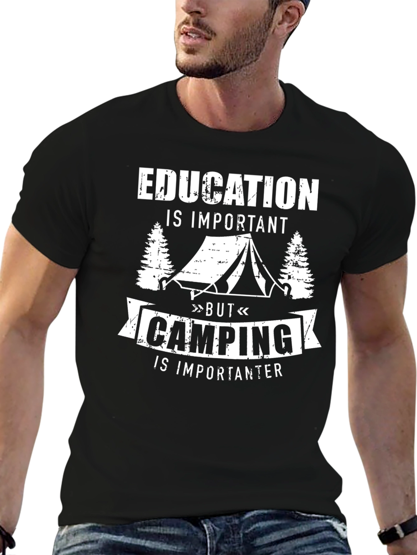 Funny Camping T-Shirt: Education is Important But Camping