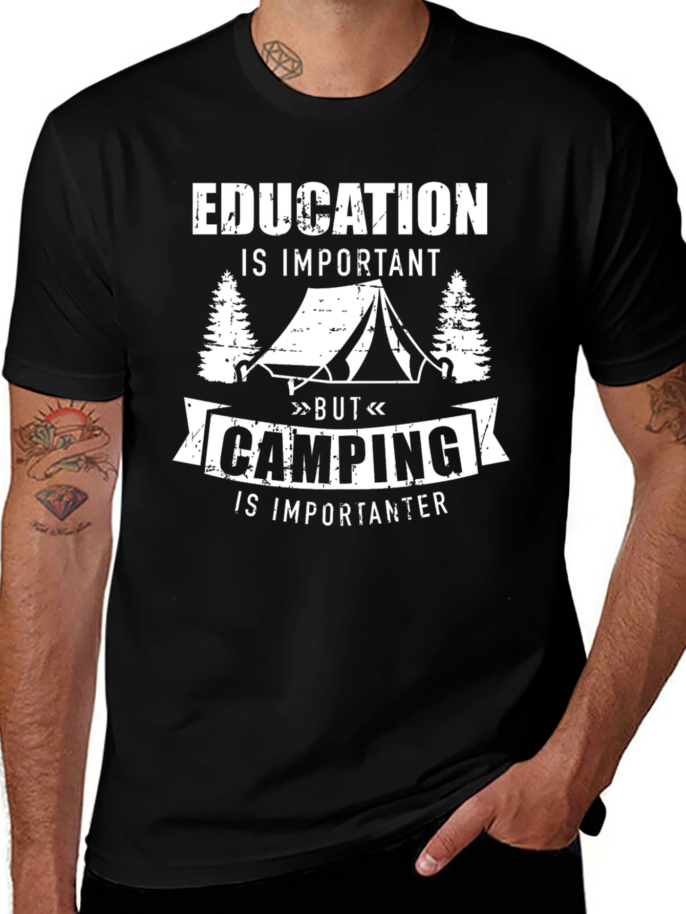 Funny Camping T-Shirt: Education is Important But Camping
