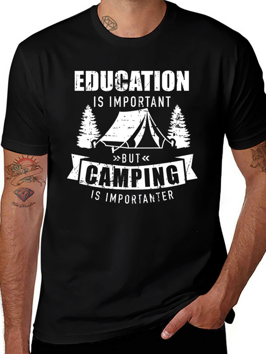 Funny Camping T-Shirt: Education is Important But Camping