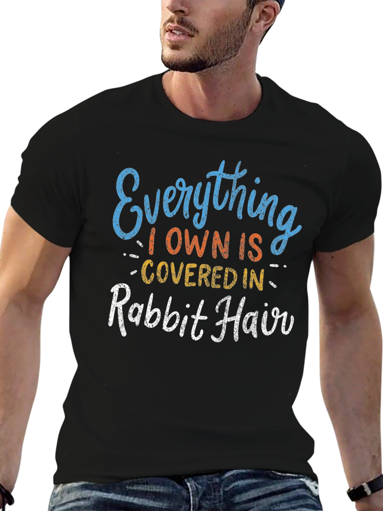 Rabbit Hair T-Shirt Funny Pet Lover Tee
