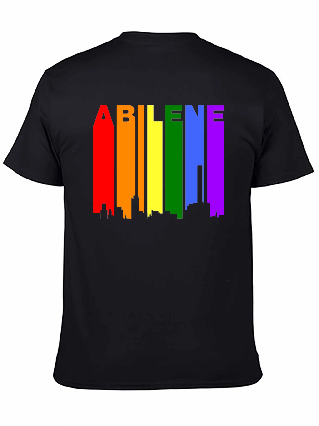 Abilene Pride T-Shirt - Rainbow Cityscape Design