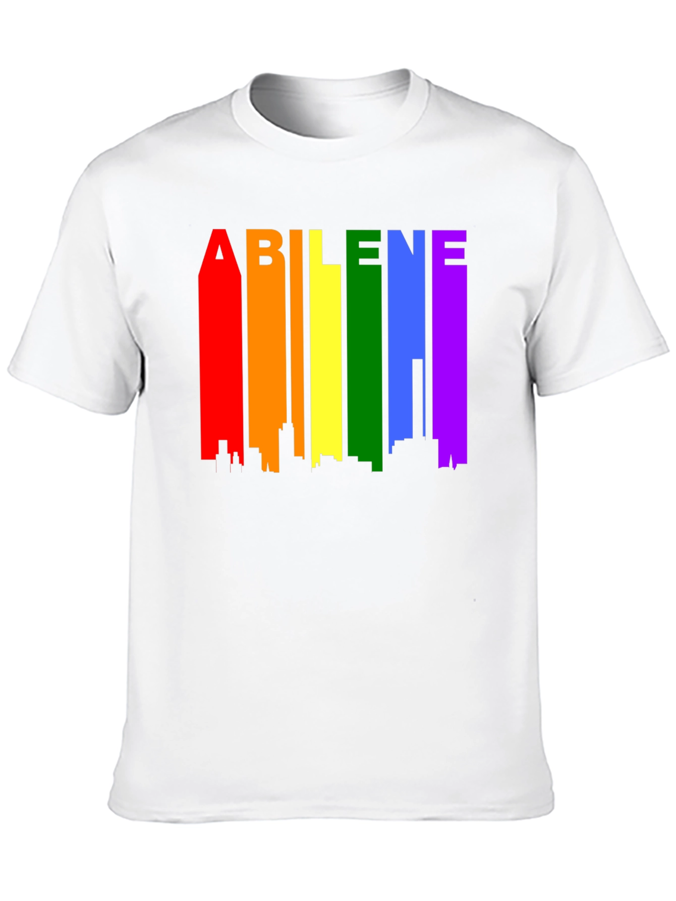 Abilene Pride T-Shirt - Rainbow Cityscape Design