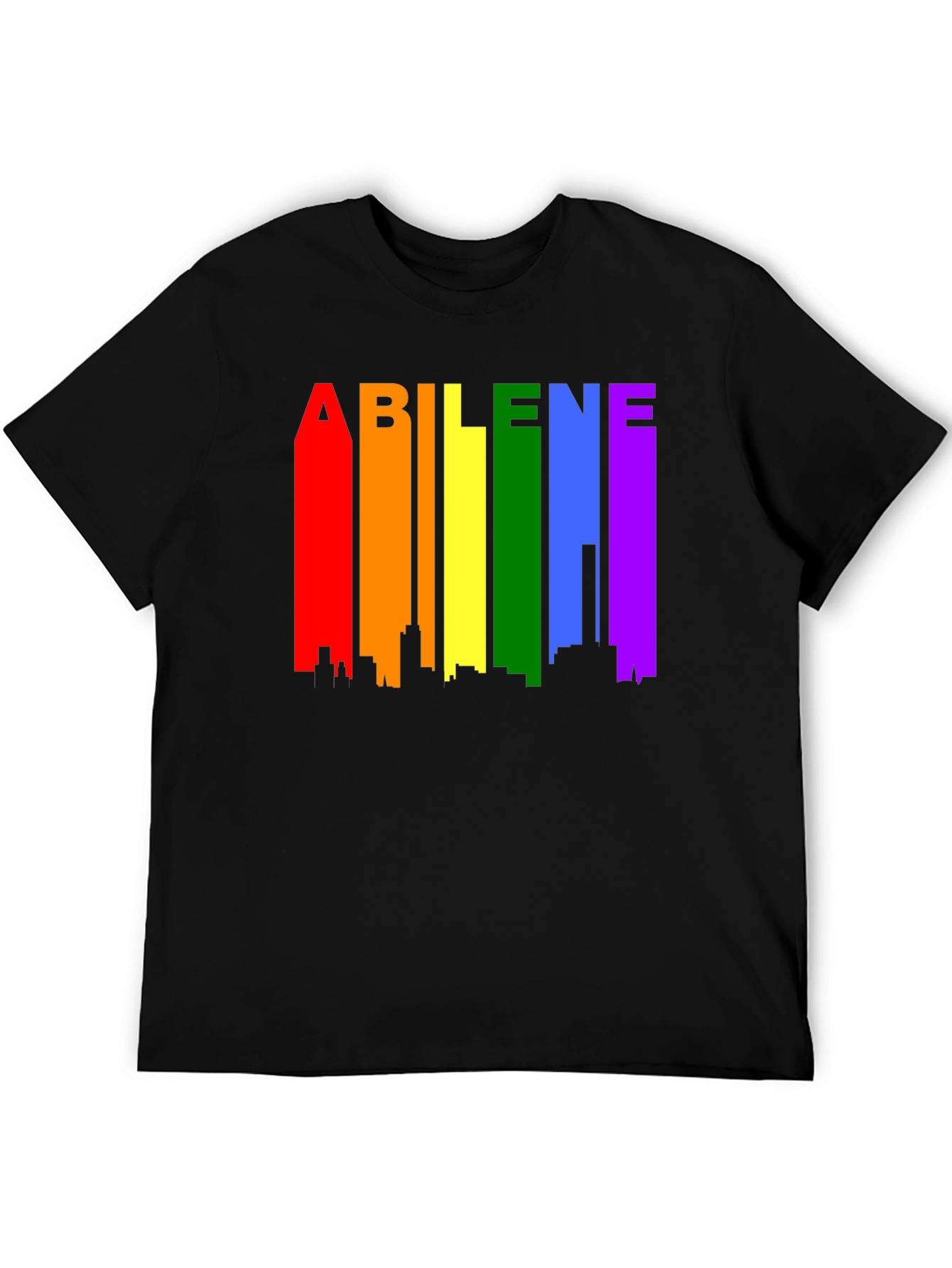 Abilene Pride T-Shirt - Rainbow Cityscape Design