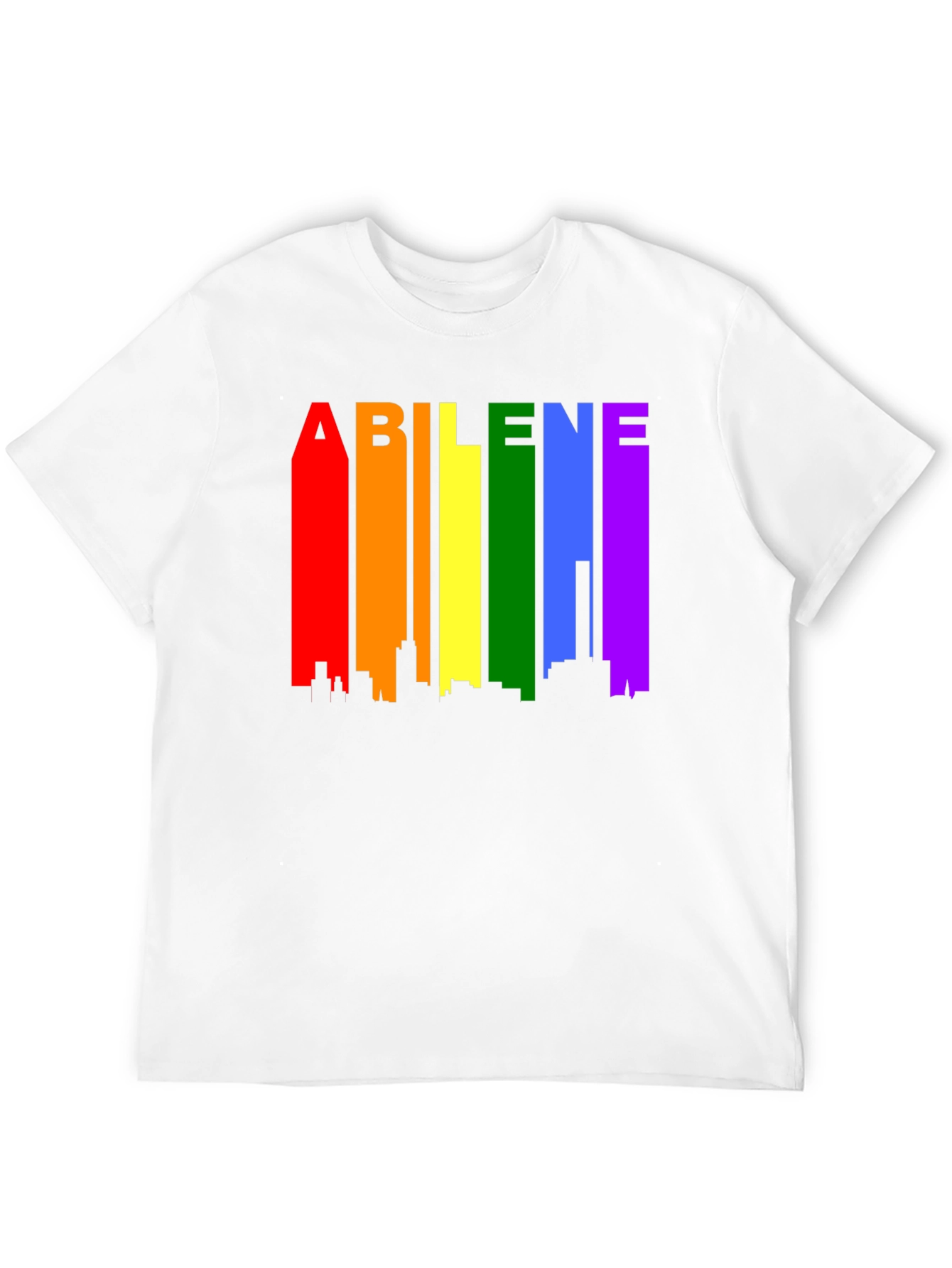 Abilene Pride T-Shirt - Rainbow Cityscape Design
