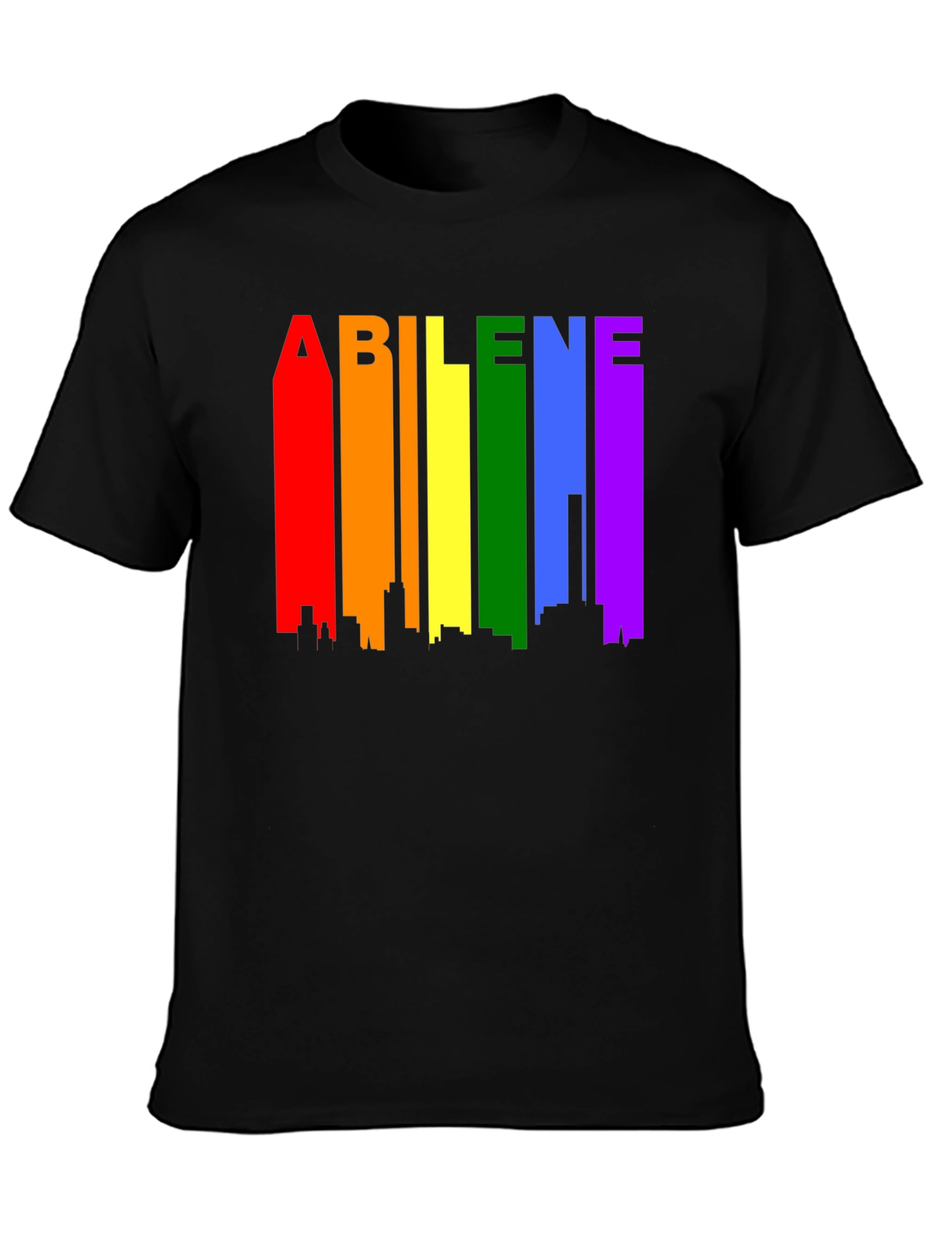 Abilene Pride T-Shirt - Rainbow Cityscape Design