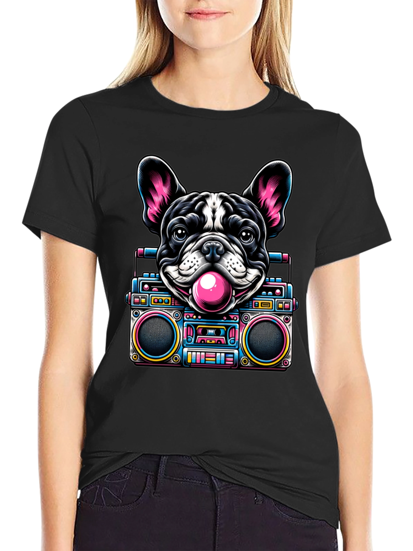 Retro Dog Boombox Graphic Tee - Funky & Unique