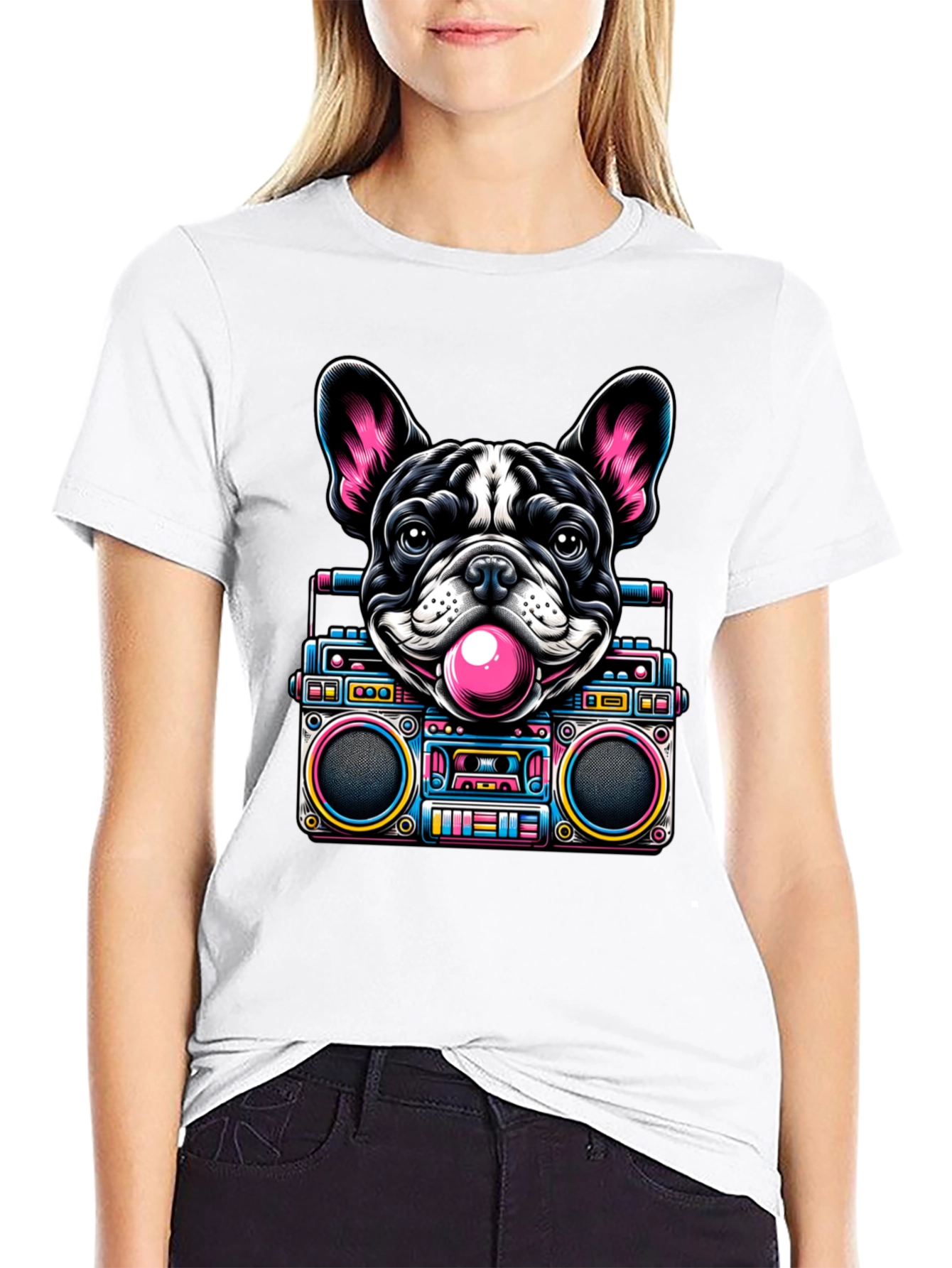 Retro Dog Boombox Graphic Tee - Funky & Unique