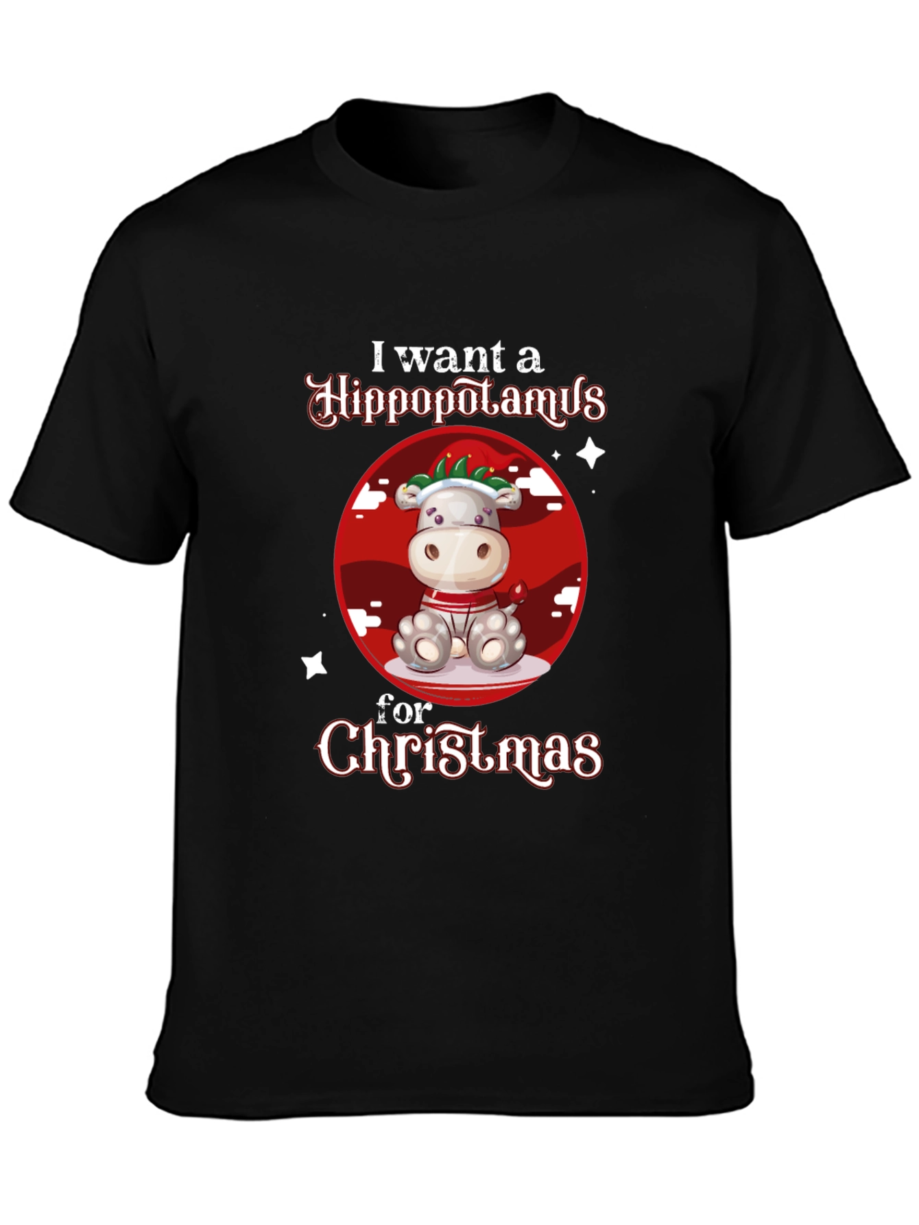 Hippo Christmas Graphic T-Shirt