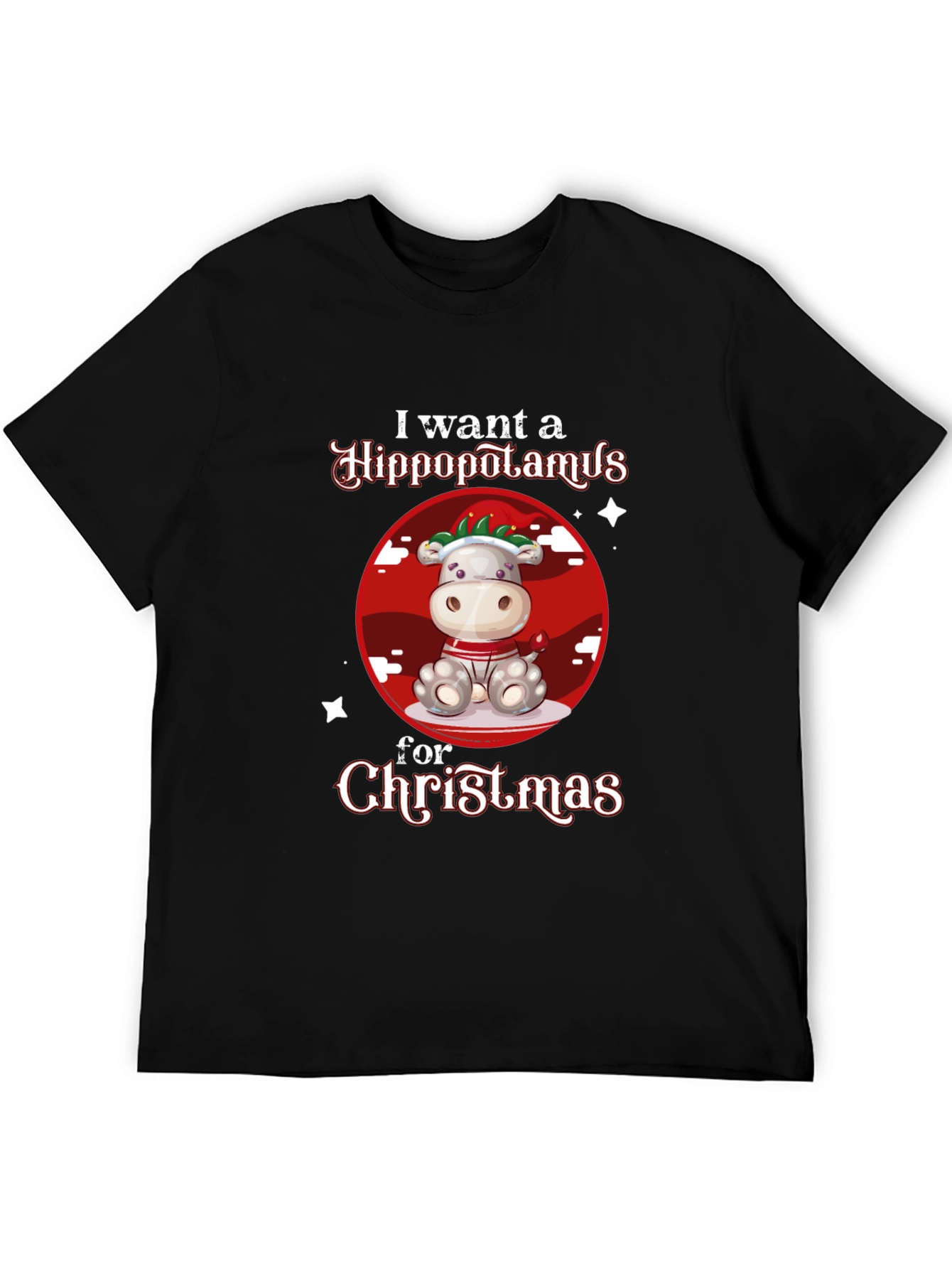 Hippo Christmas Graphic T-Shirt
