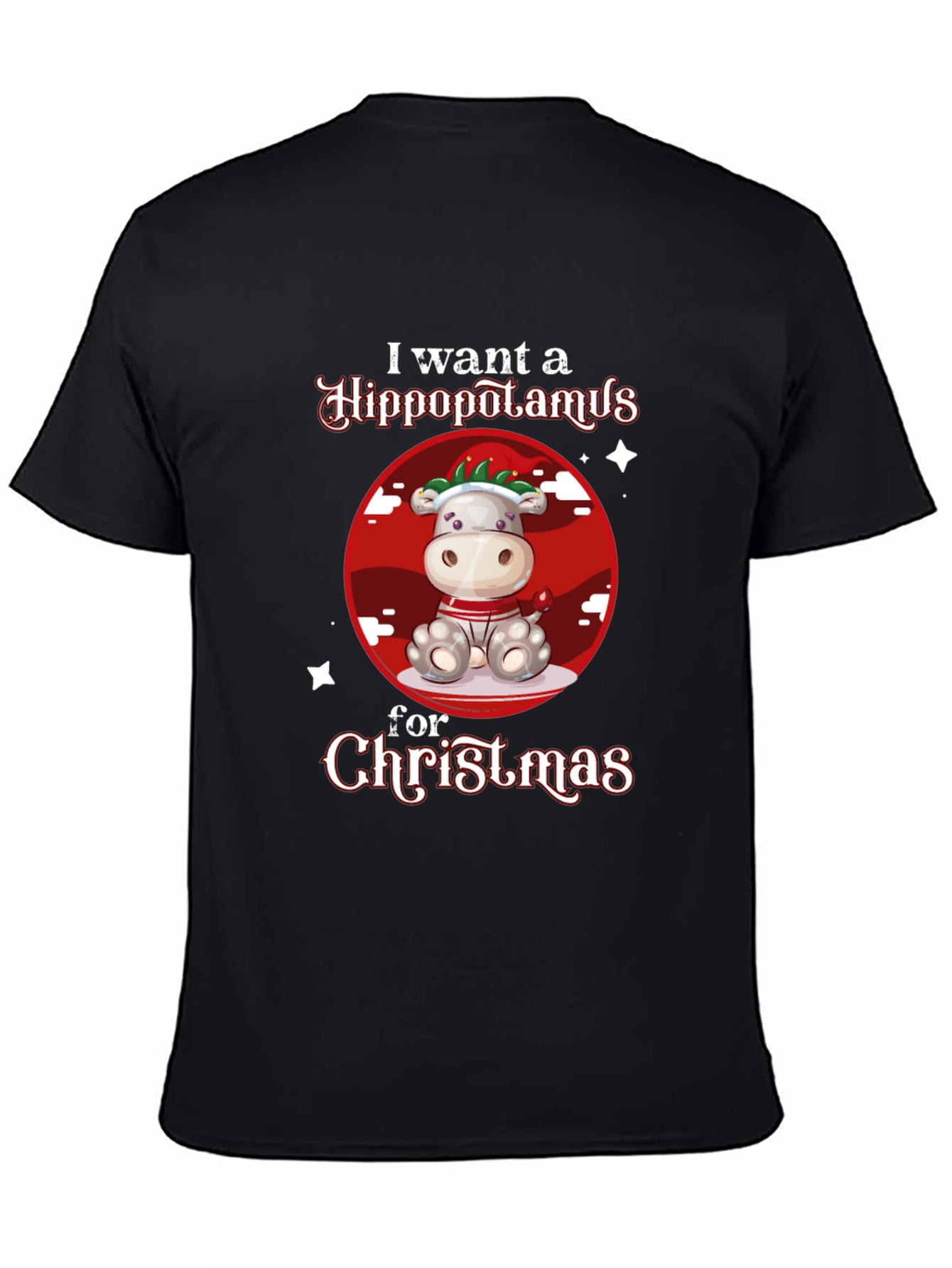 Hippo Christmas Graphic T-Shirt