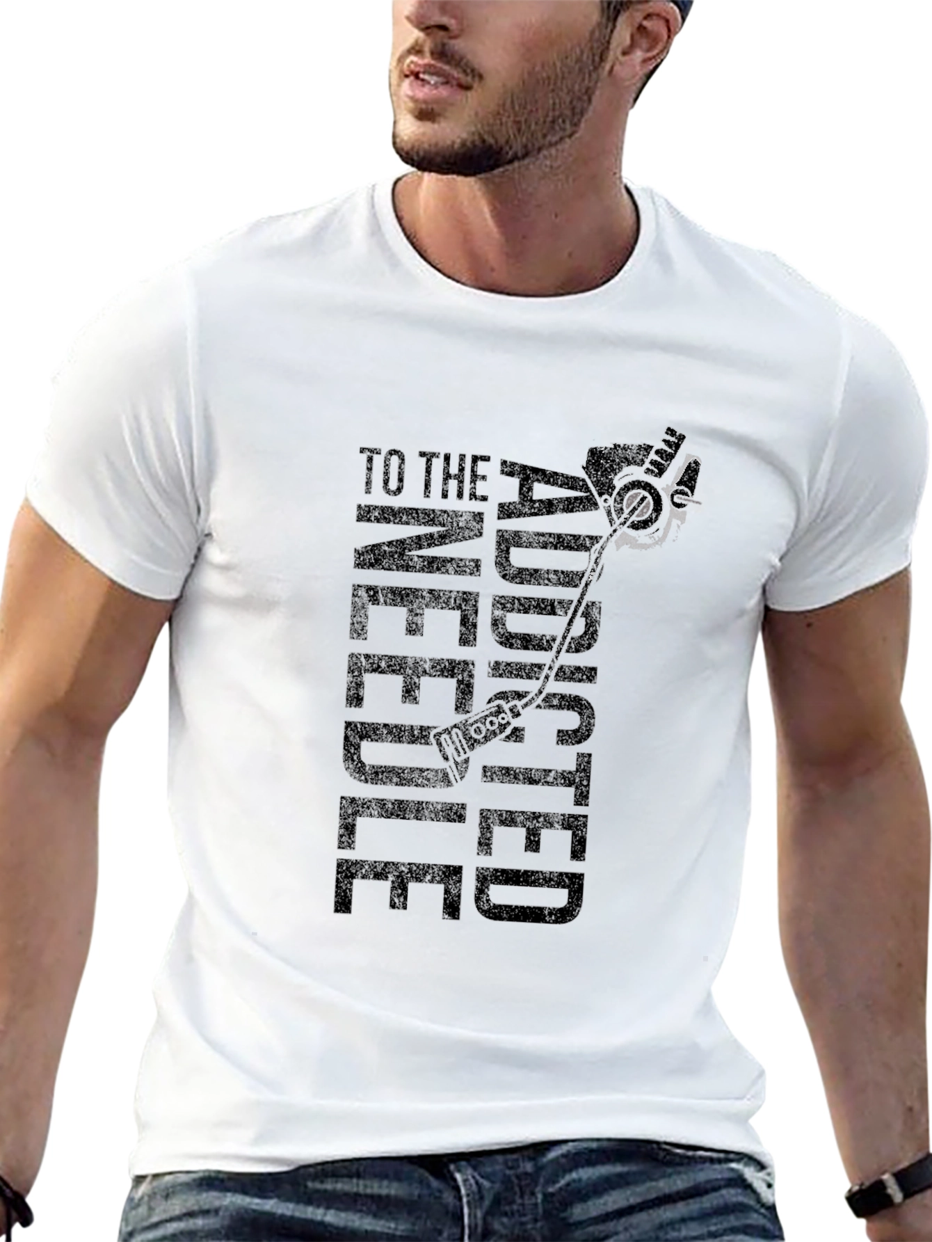 Addicted to the Needle Black Graphic T-Shirt