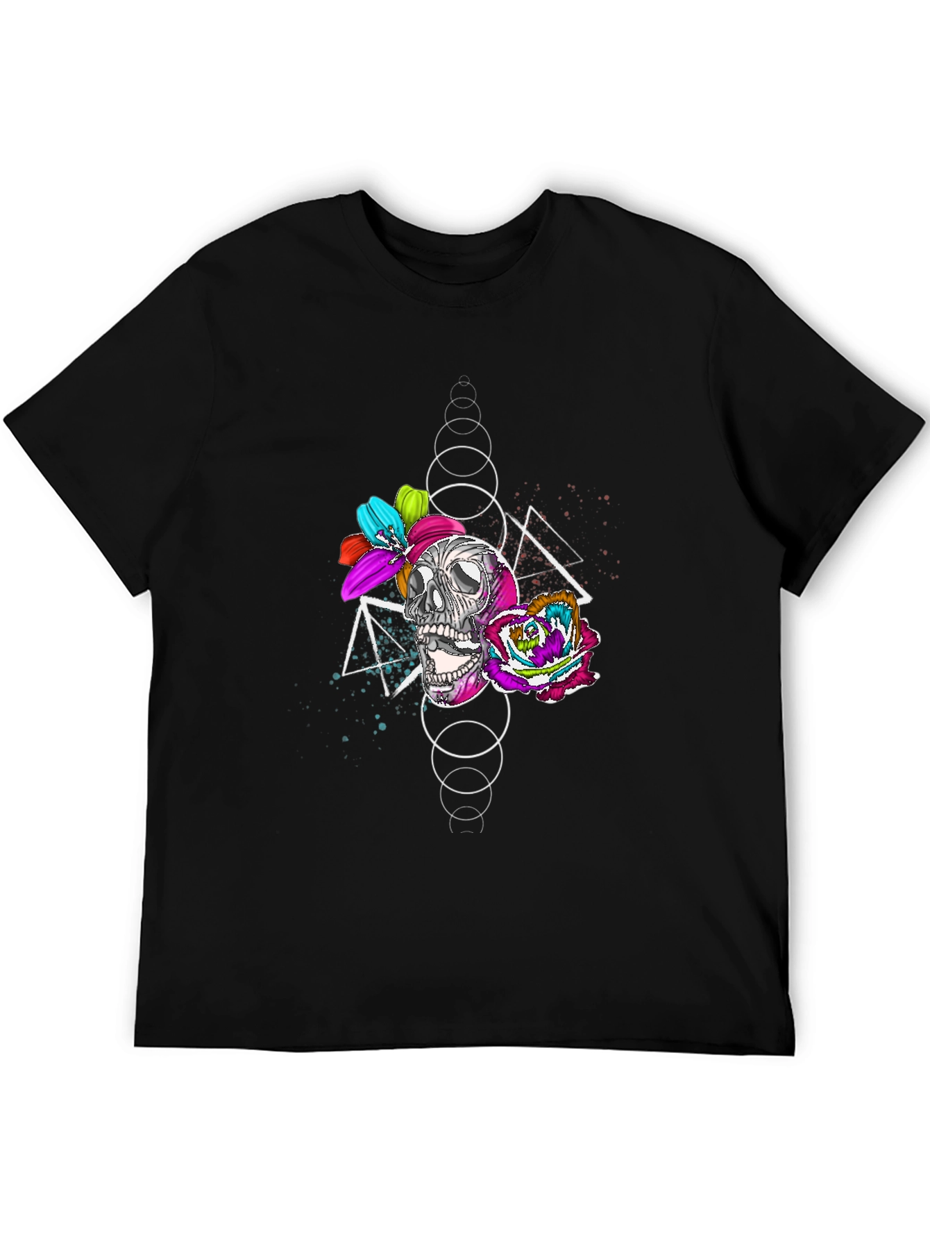 Skull and Floral Graphic Print T-Shirt