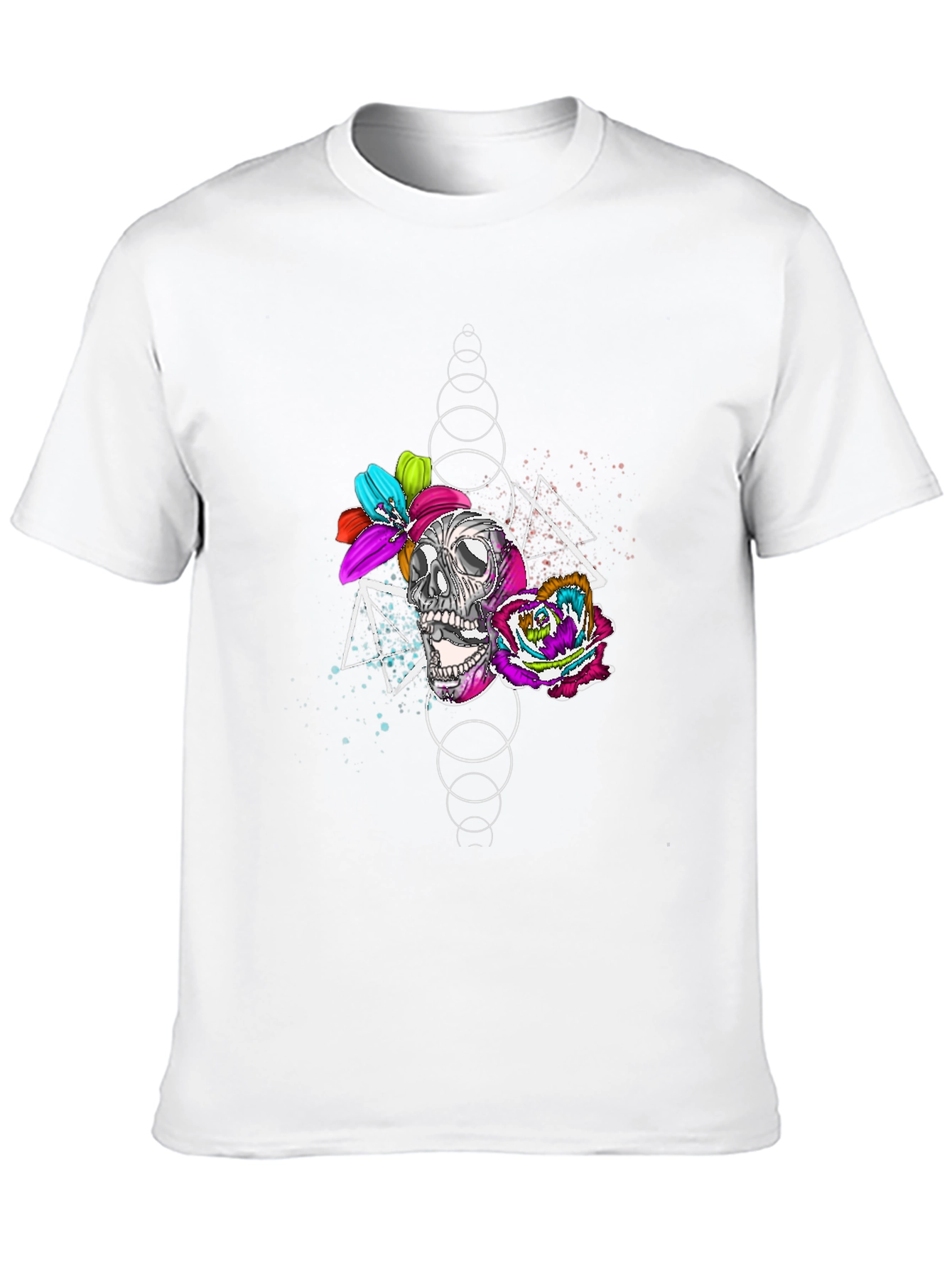Skull and Floral Graphic Print T-Shirt