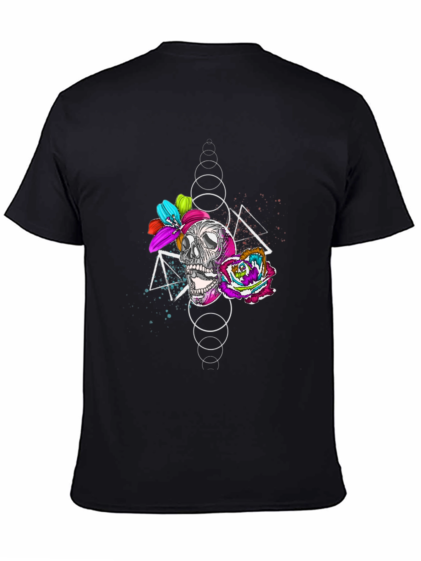Skull and Floral Graphic Print T-Shirt