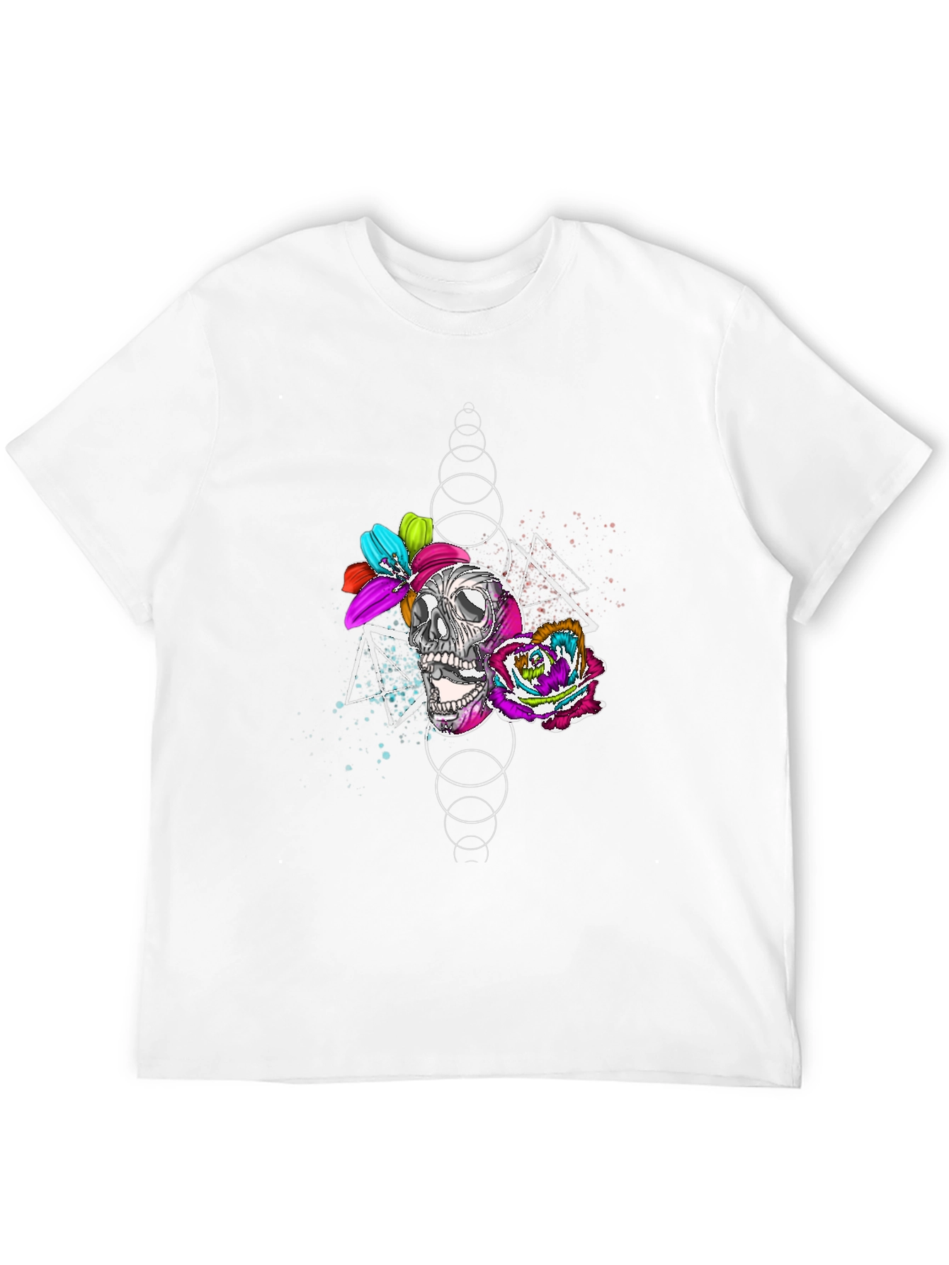 Skull and Floral Graphic Print T-Shirt