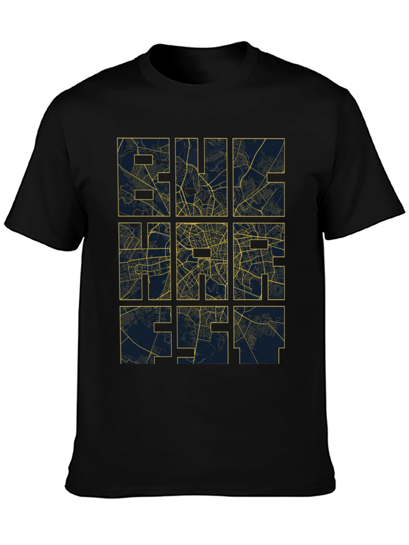 City Grid T-Shirt - Urban Style Black Tee