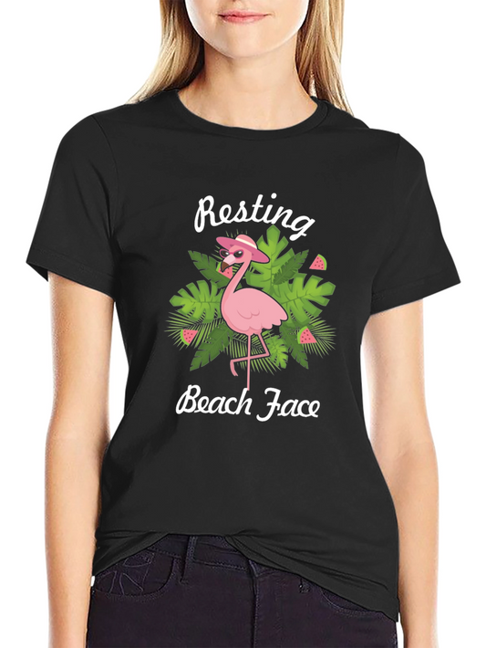 Resting Beach Face Flamingo Graphic Tee