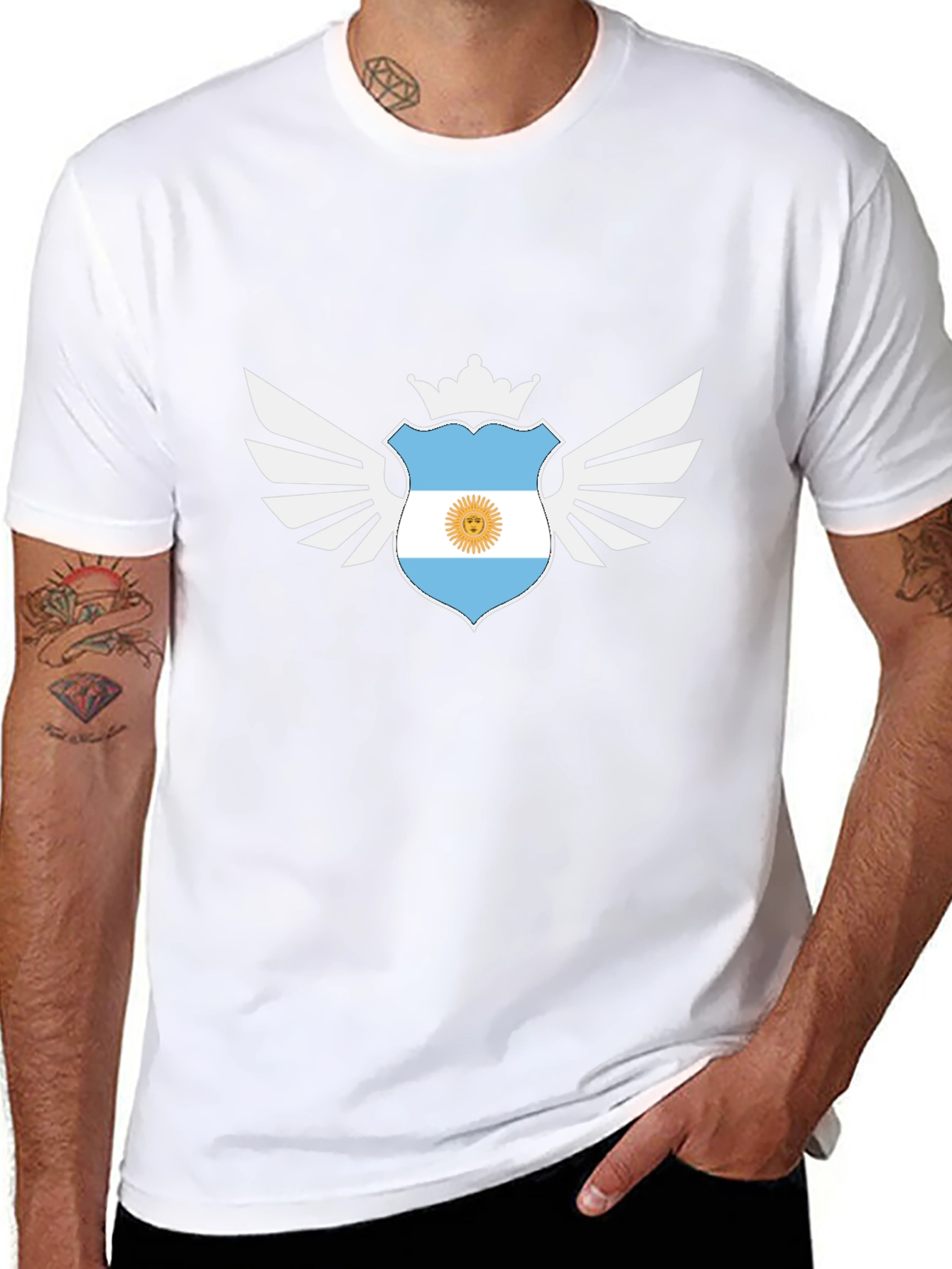 Argentinian Pride Graphic Tee - Black Cotton T-Shirt