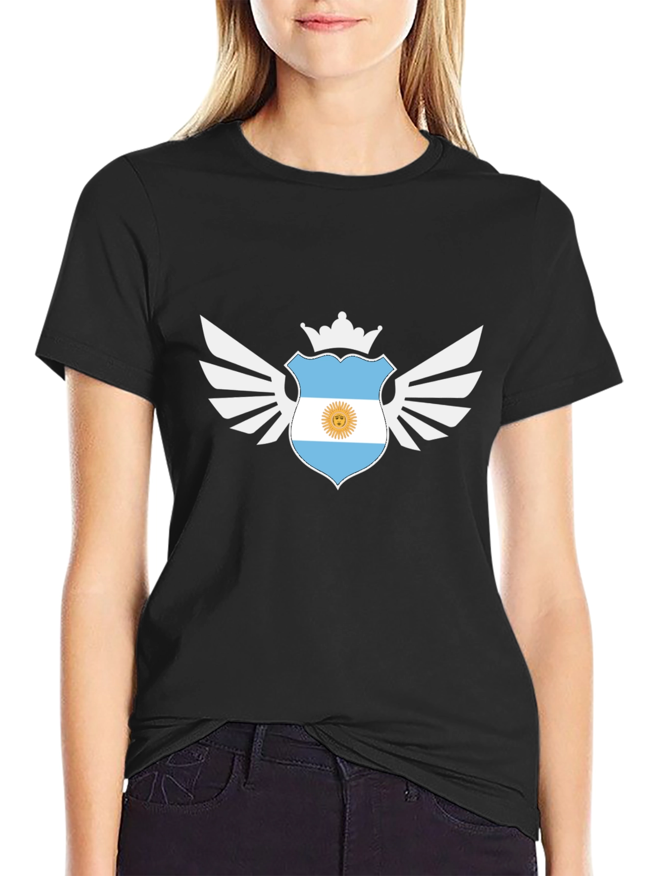 Argentinian Pride Graphic Tee - Black Cotton T-Shirt