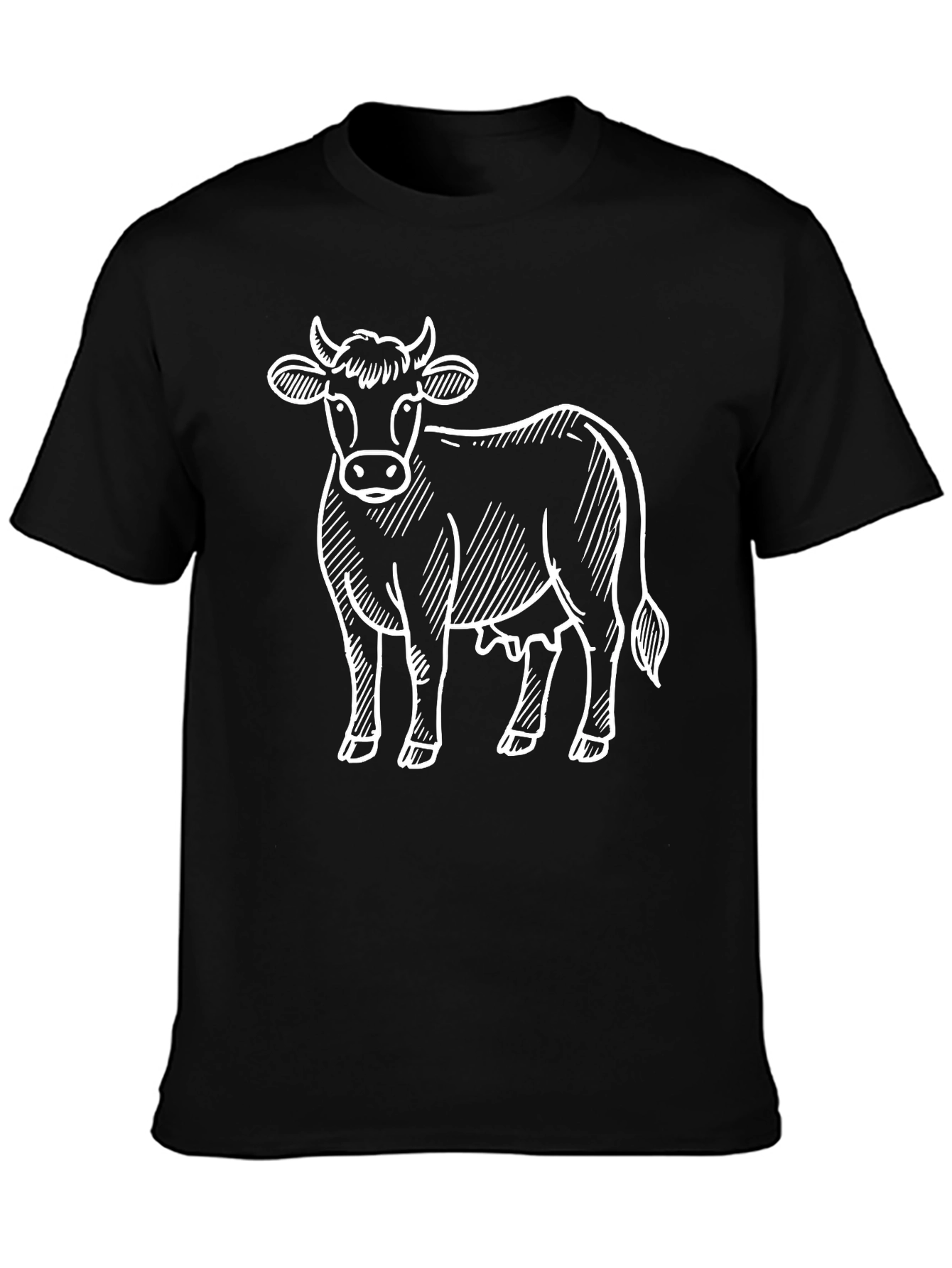 Cow Graphic Tee - Black Cotton Shirt