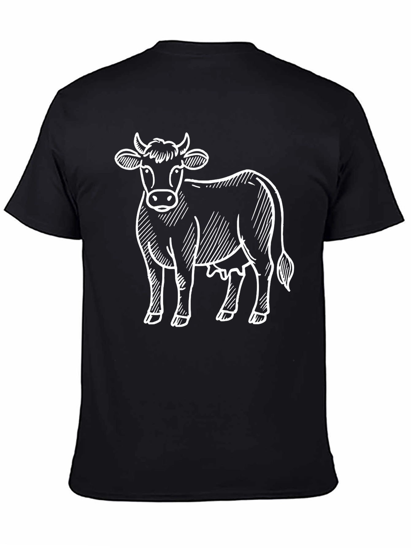 Cow Graphic Tee - Black Cotton Shirt