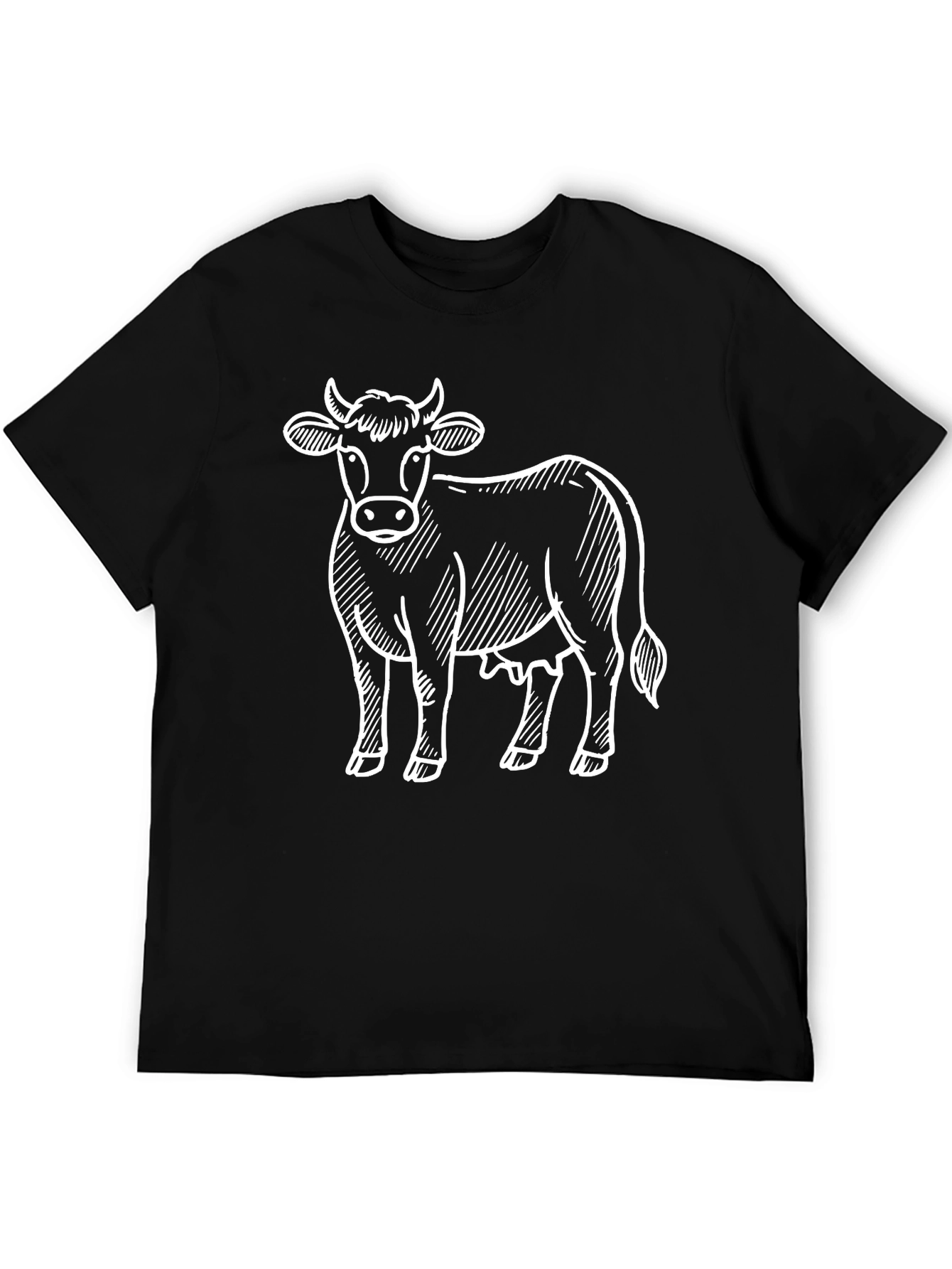Cow Graphic Tee - Black Cotton Shirt