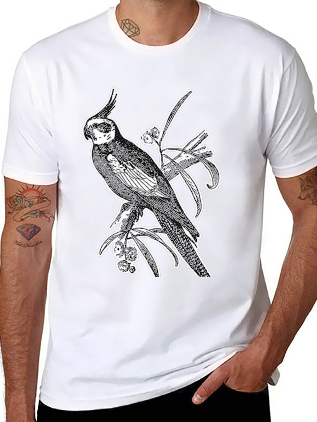 Cockatiel Graphic T-Shirt - Black Cotton Tee