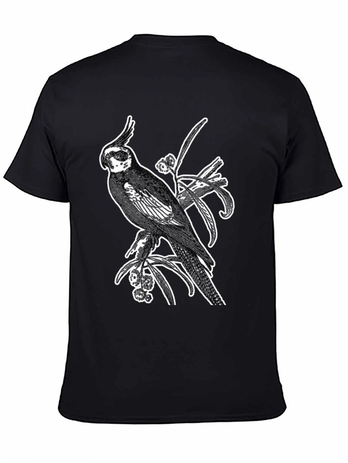 Cockatiel Graphic T-Shirt - Black Cotton Tee