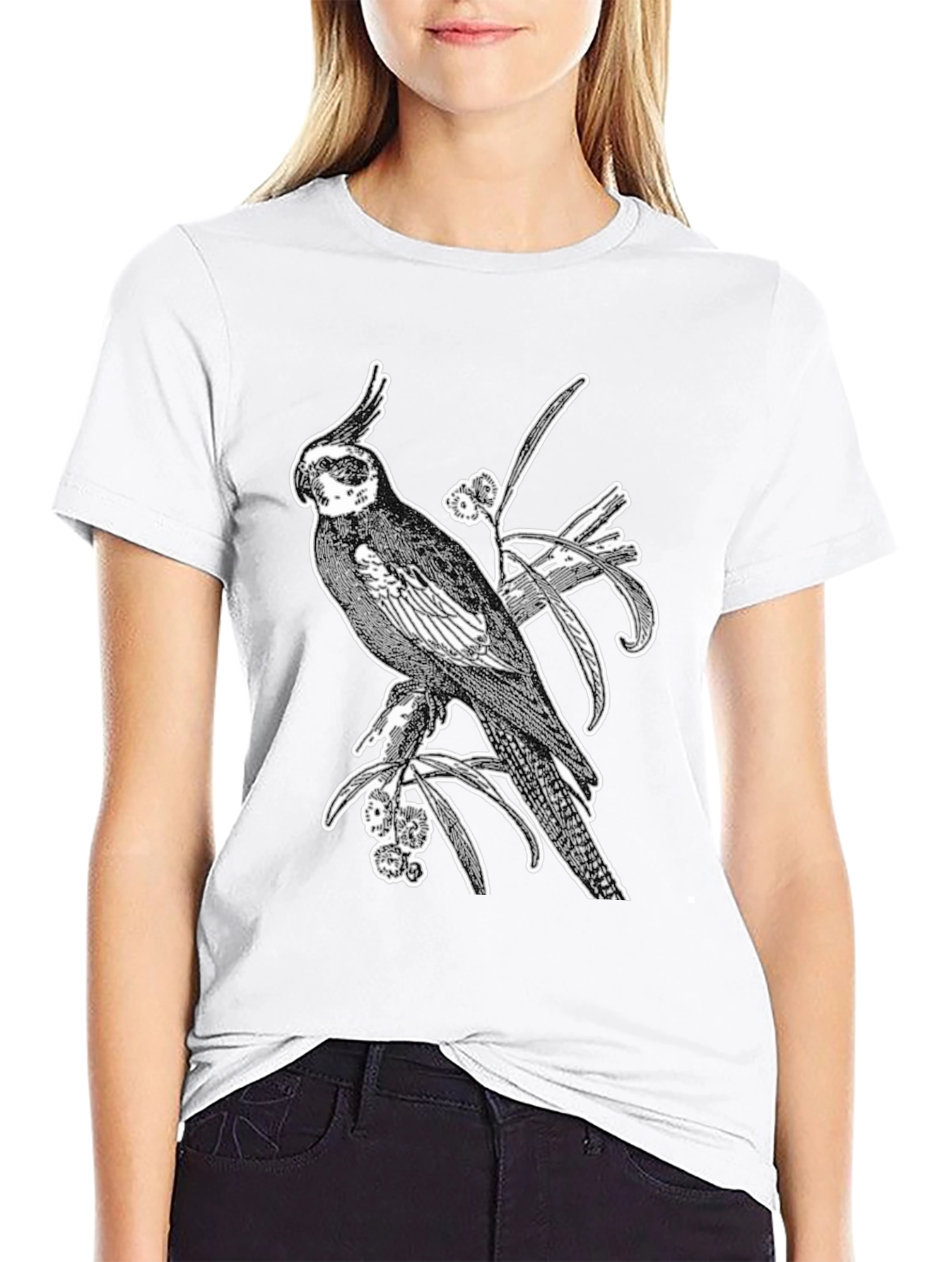 Cockatiel Graphic T-Shirt - Black Cotton Tee