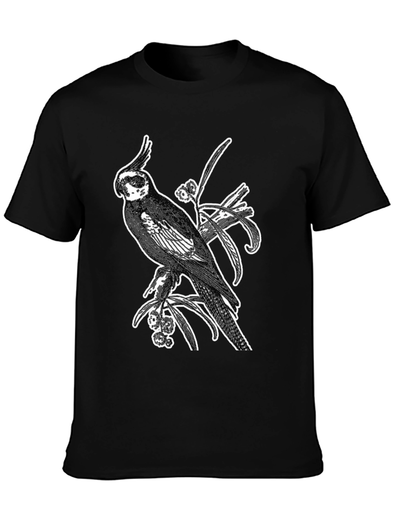 Cockatiel Graphic T-Shirt - Black Cotton Tee