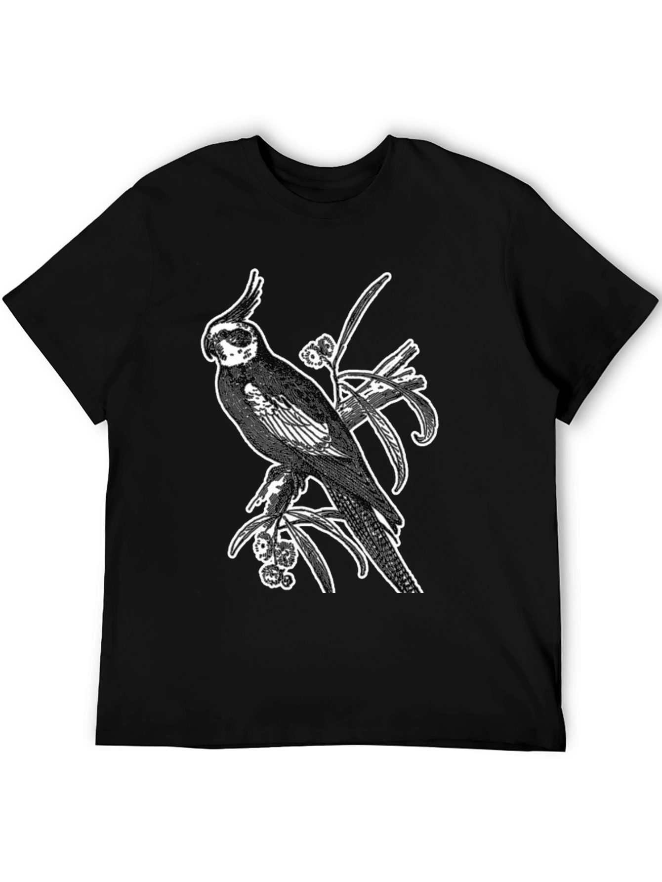 Cockatiel Graphic T-Shirt - Black Cotton Tee