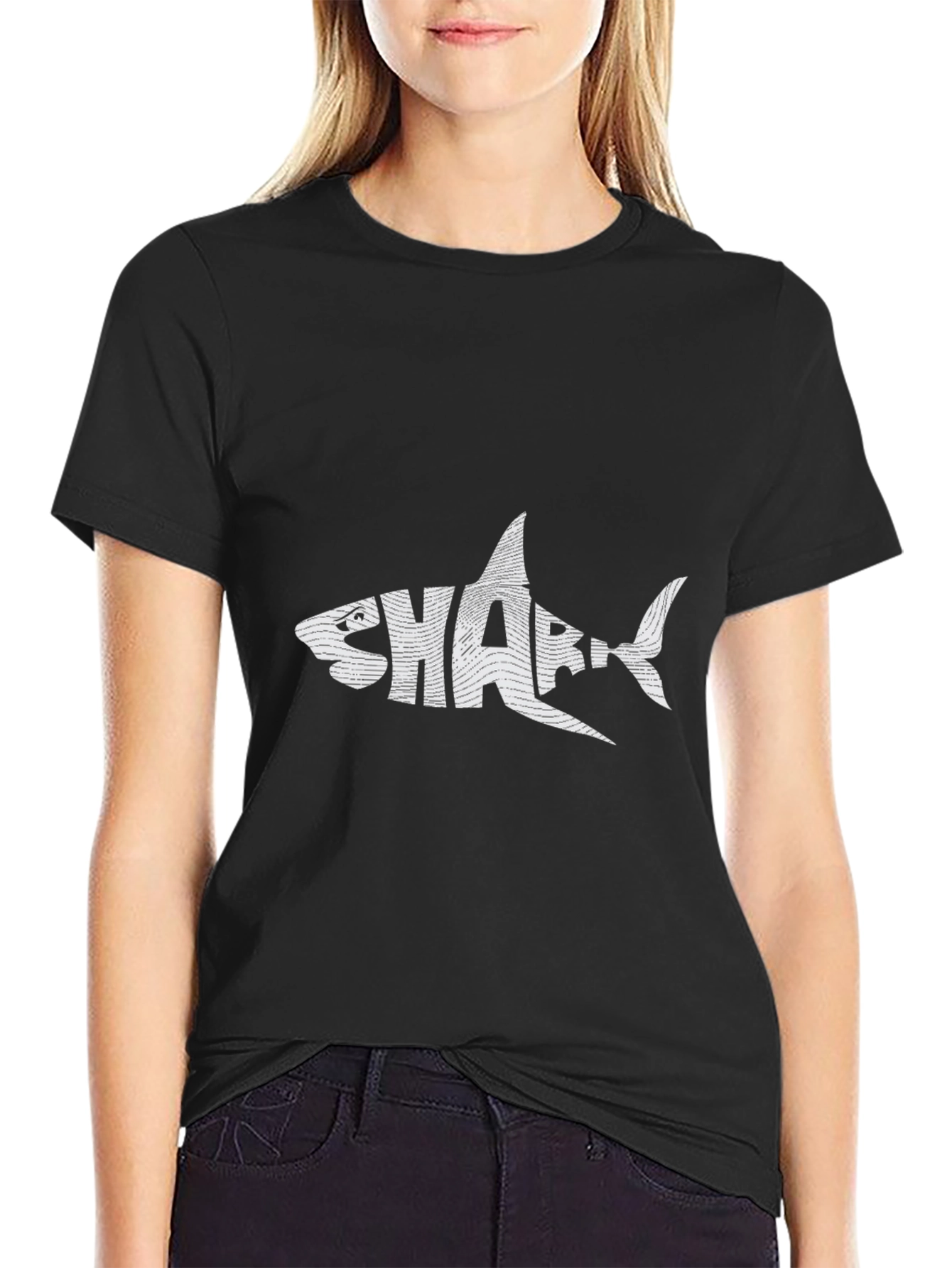 Shark Graphic Tee - Stylish Black T-Shirt