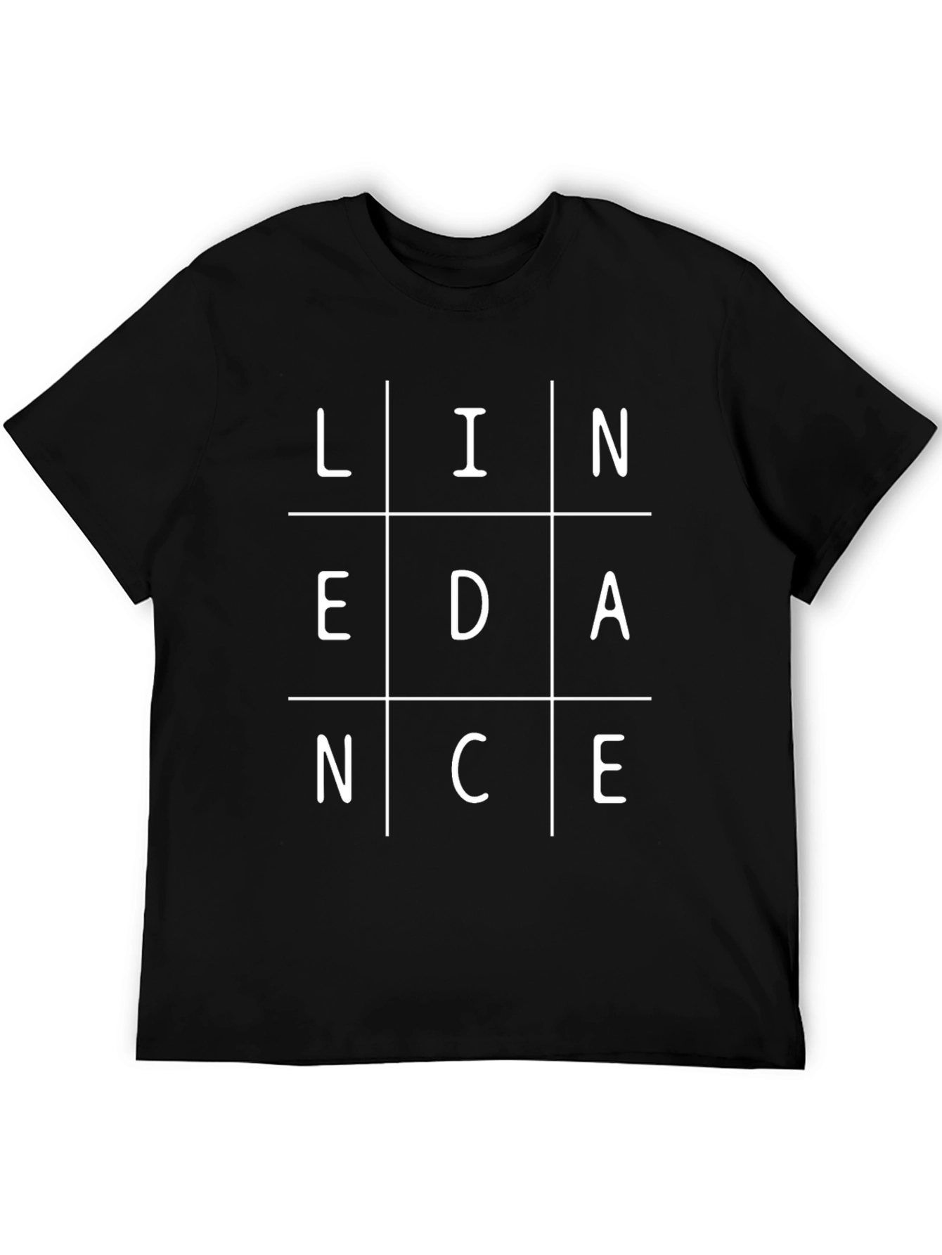 Lin Dance T-Shirt Black Cotton Graphic Tee Tic-Tac-Toe Design