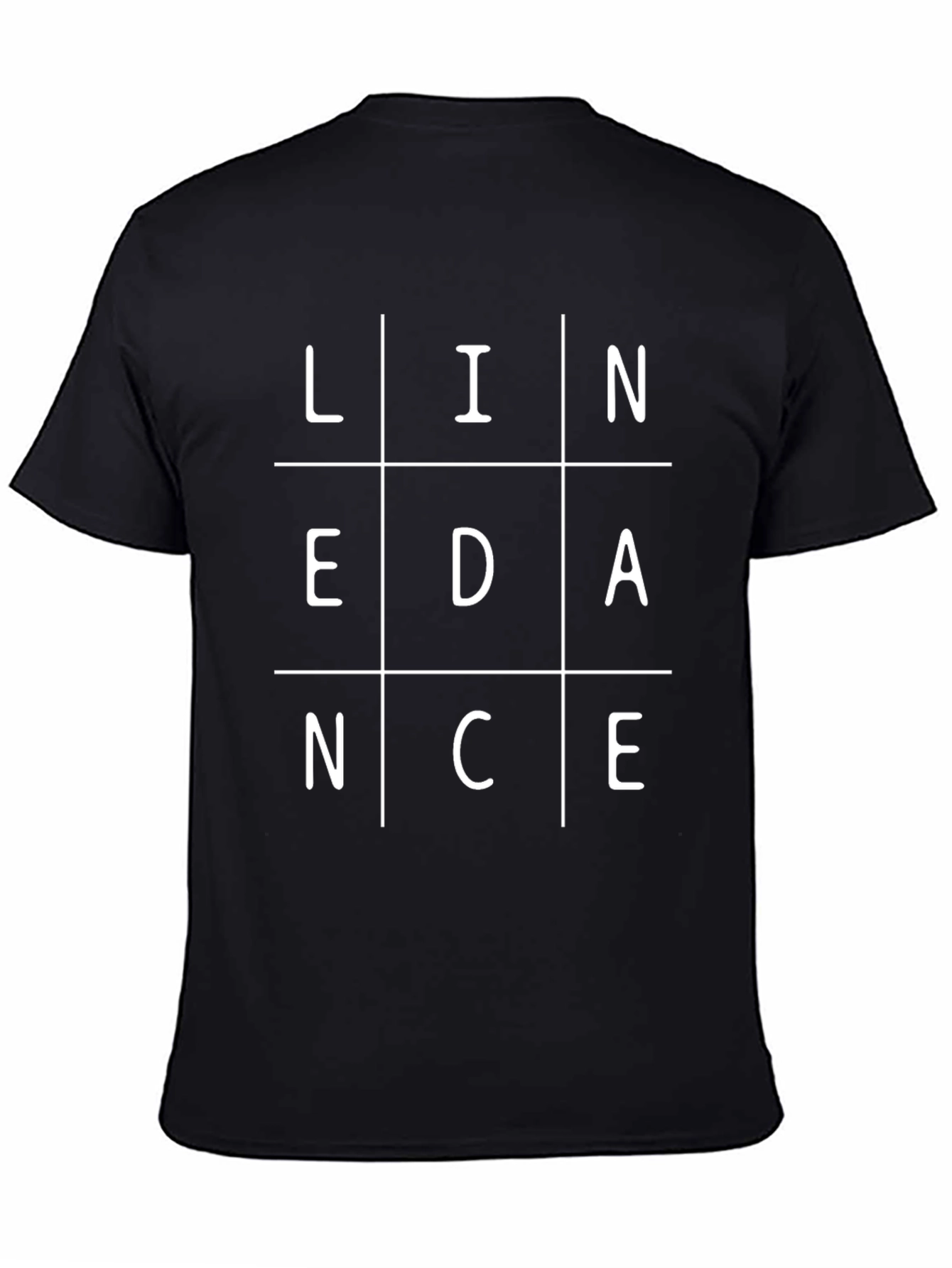 Lin Dance T-Shirt Black Cotton Graphic Tee Tic-Tac-Toe Design
