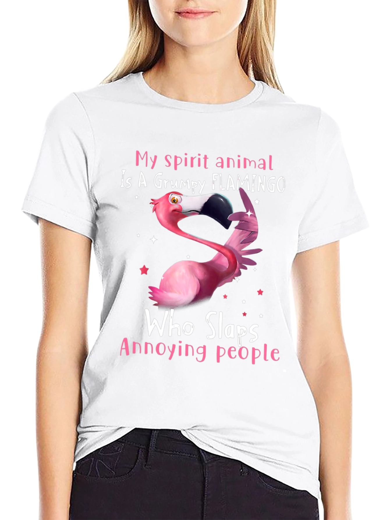 Grumpy Flamingo Slaps Annoying People T-Shirt