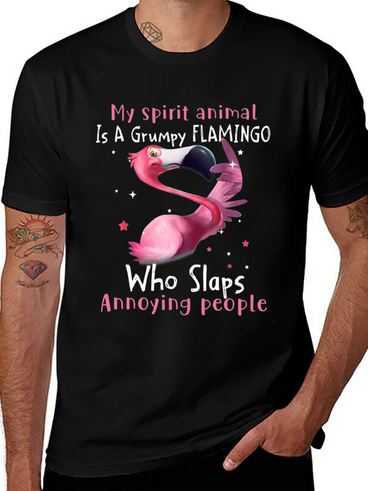 Grumpy Flamingo Slaps Annoying People T-Shirt
