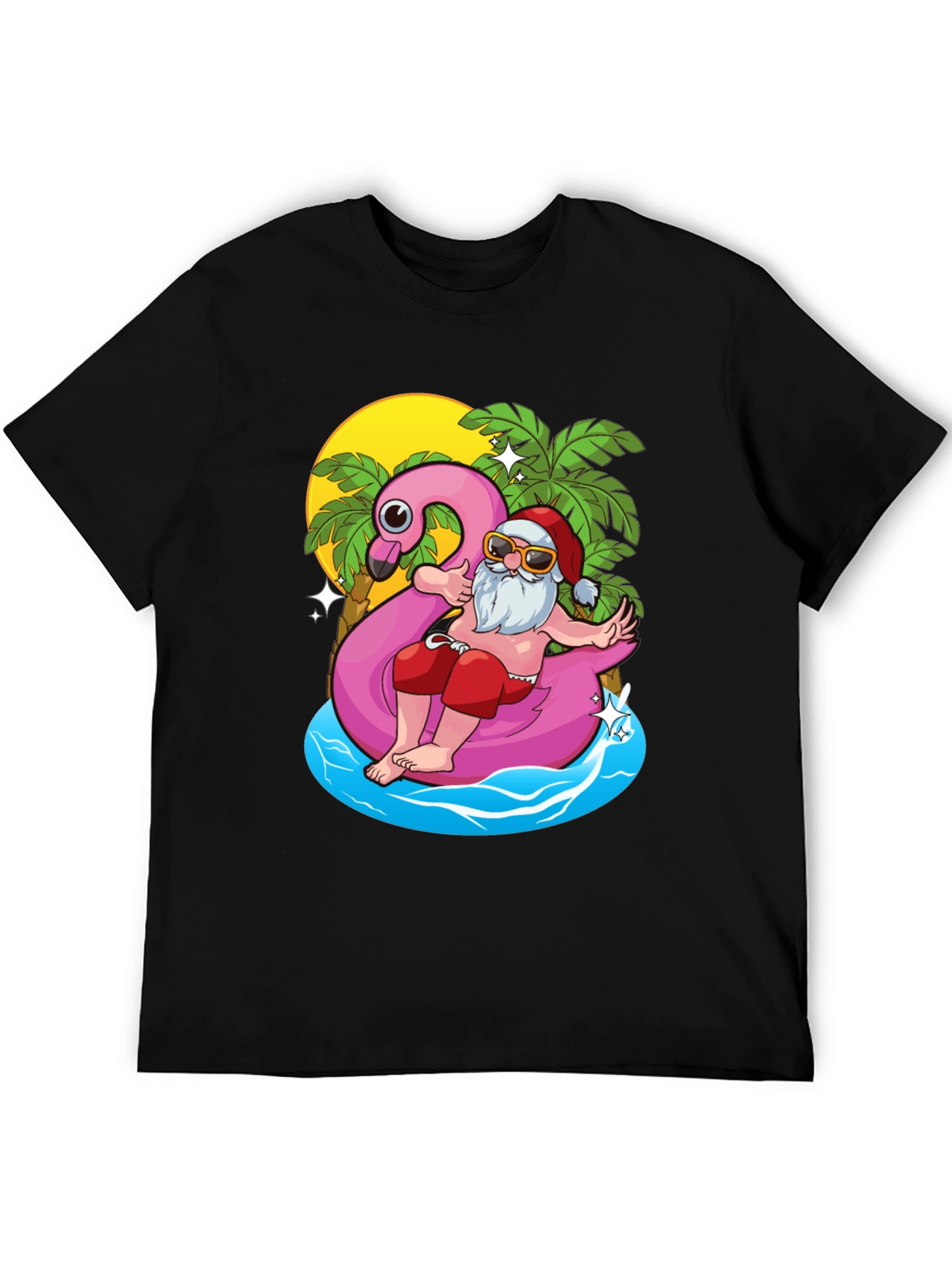 Summer Santa Flamingo Pool Float T-Shirt